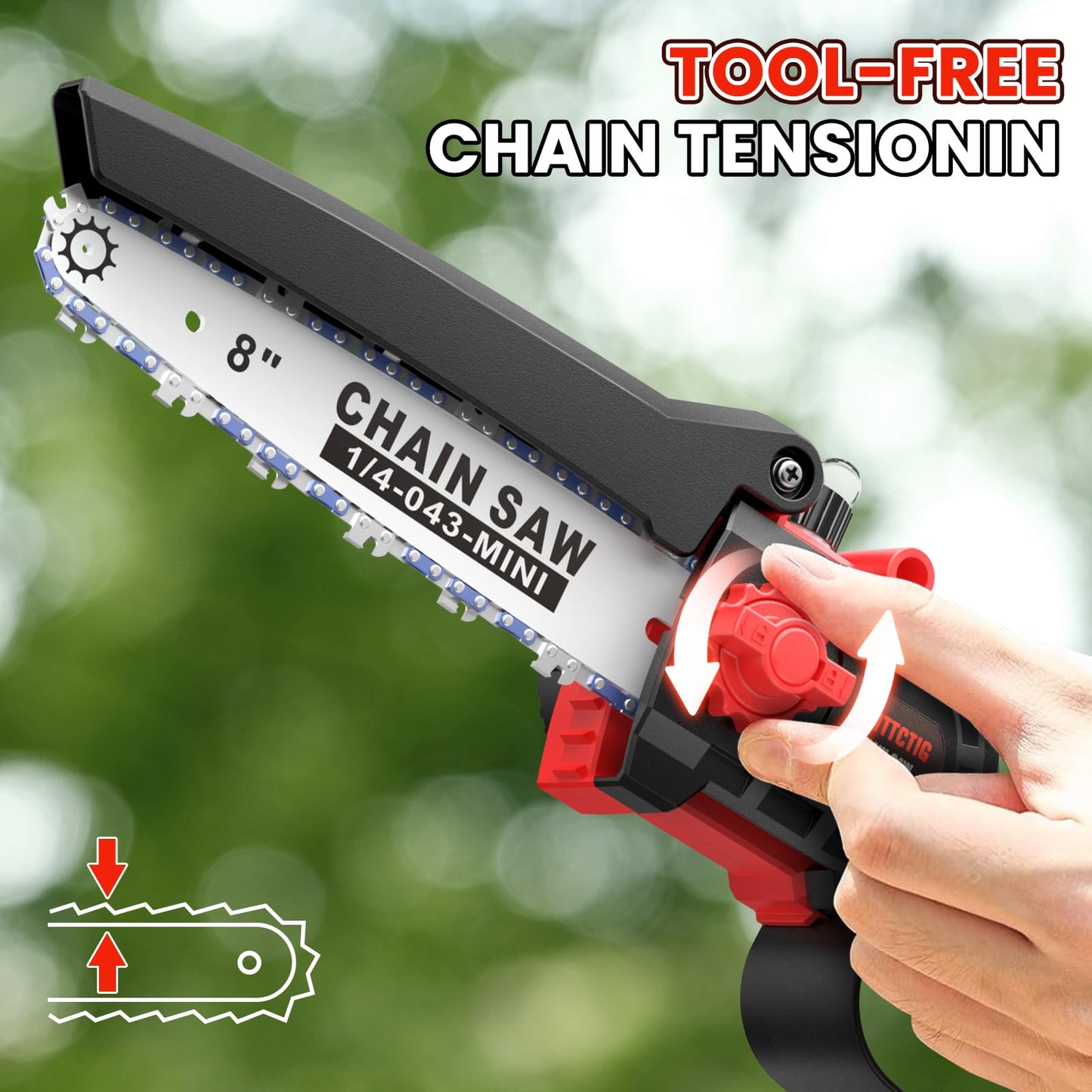 Upgraded 2-in-1 Cordless Pole Saw & 8 Inch Mini Chainsaw, Battery Powered Tree Trimmer with 6.6ft(2m) Extension Pole, 21V 4.0Ah x2 Batteries, Electric Chainsaw for Branch, Limb & Wood Cutting