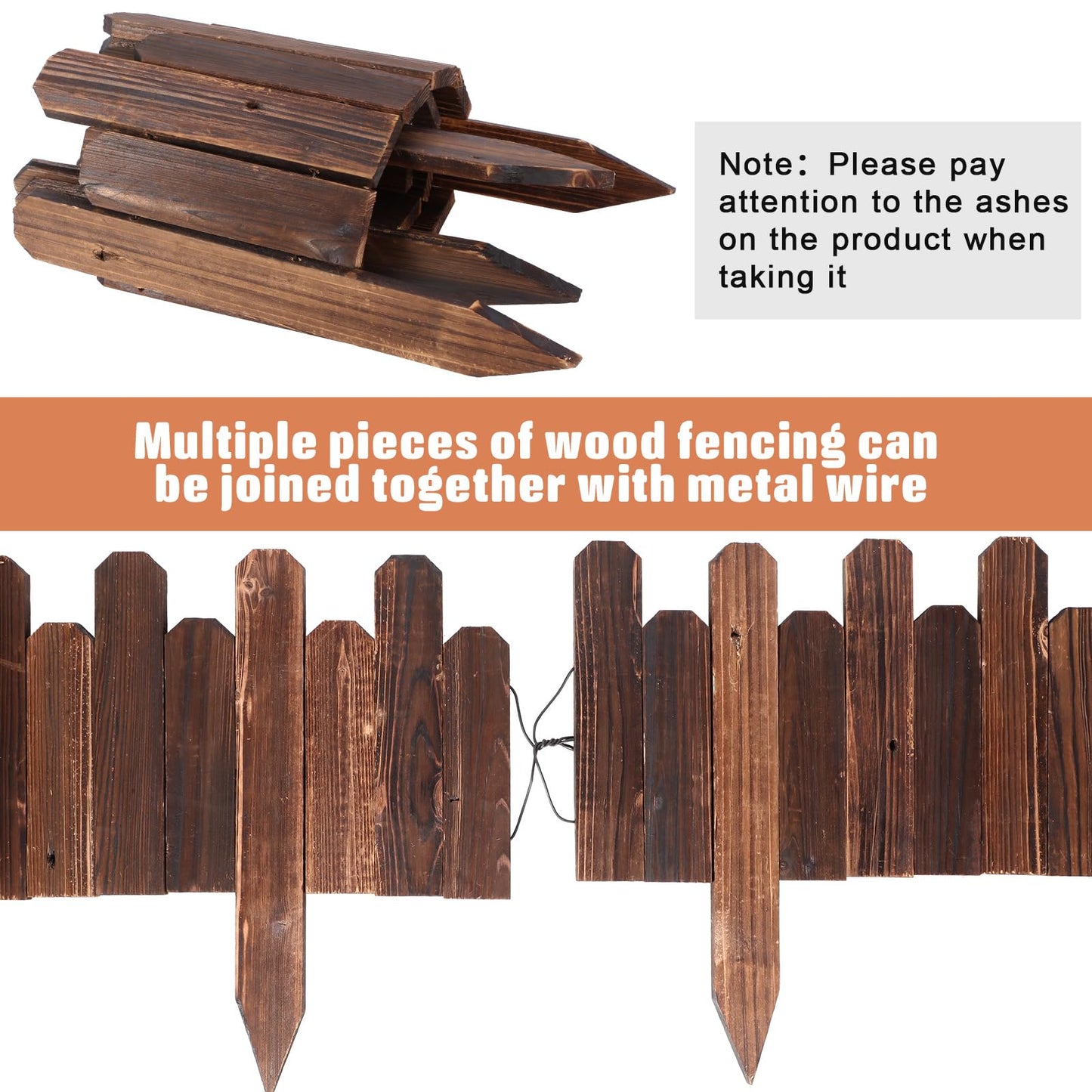 Soaoo 4 Pack Wood Garden Edging Border Outdoor Flexible Landscape Border Fence Decorative Lawn Edging with Gloves for Flower Bed Pathway Garden Yard (16 ft)