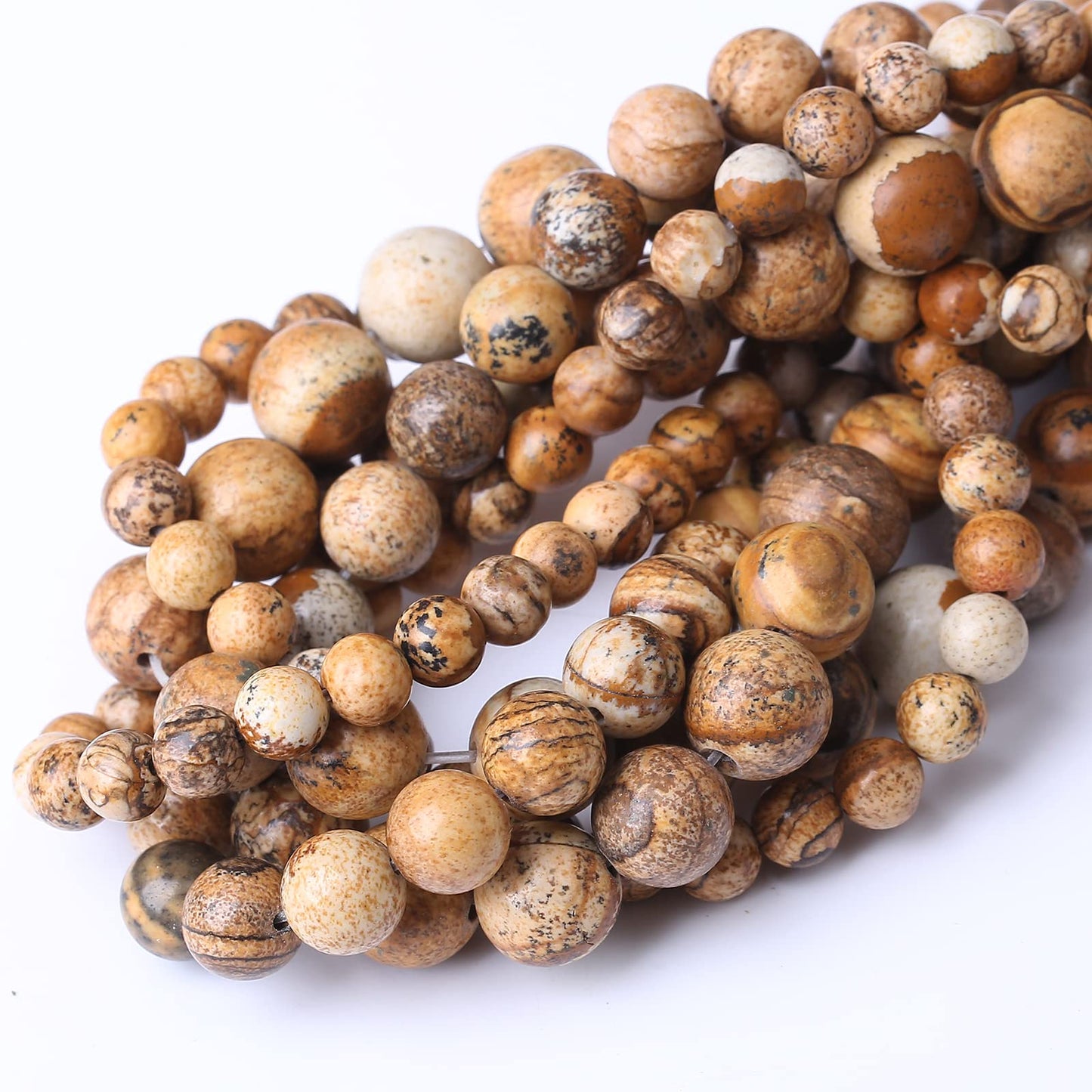 90PCS 4MM Pictures Jaspers Stone Beads Natural Gemstone Bead Crystal Healing Energy Jewelry Making DIY 15 inches