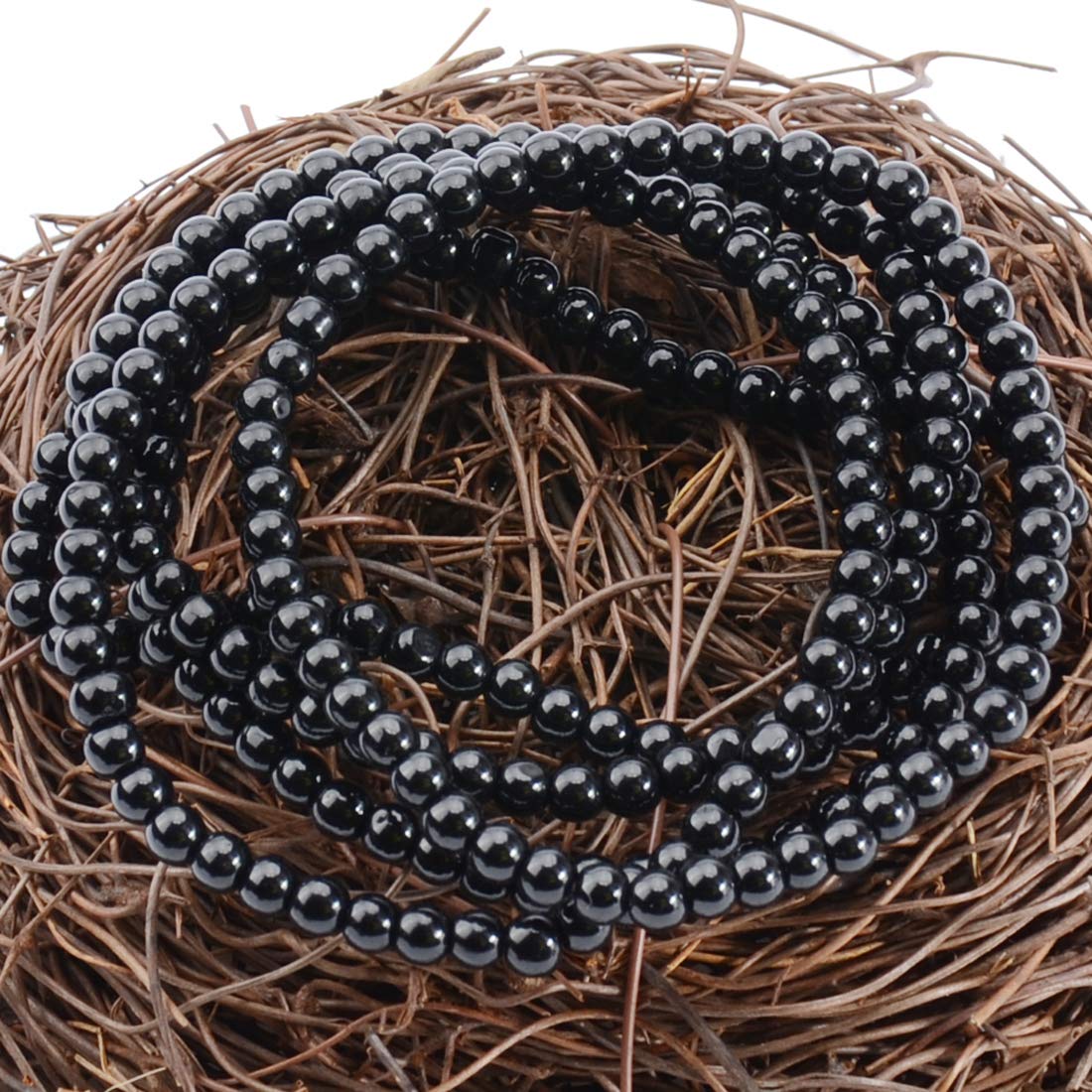 MASSIVE BEADS Black Onyx - Stone of Positive Energy - Handmade Yoga Stretch Elastic Bracelet Natural Stone Crystal Healing Power Energy Gifts for Unisex Adult 4mm