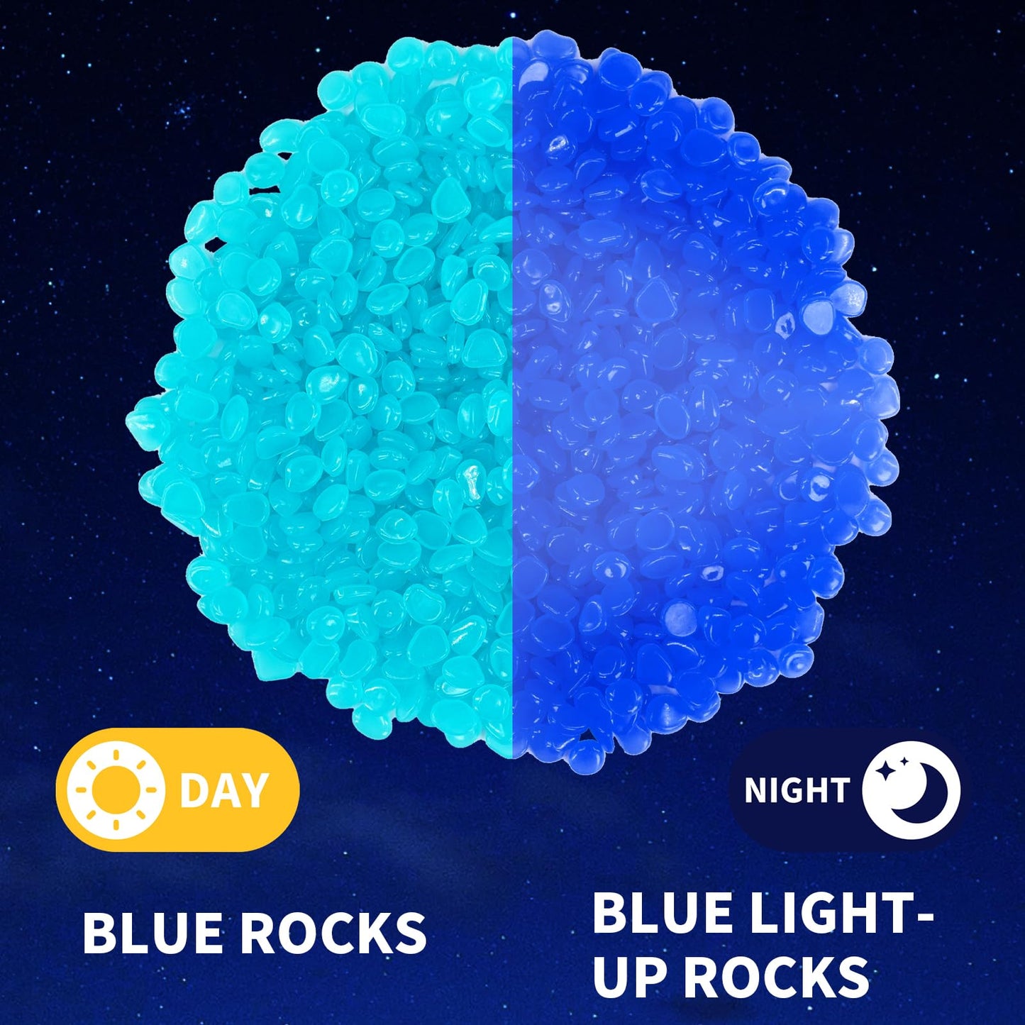 LECEHIVO 15000 Pcs Glow in The Dark Rocks Glowing Stones Glowing Fish Tank Pebbles Luminous Stone Glowing Stones for Garden Outdoor Patio Yard Landscaping Aquarium (Dark Blue)