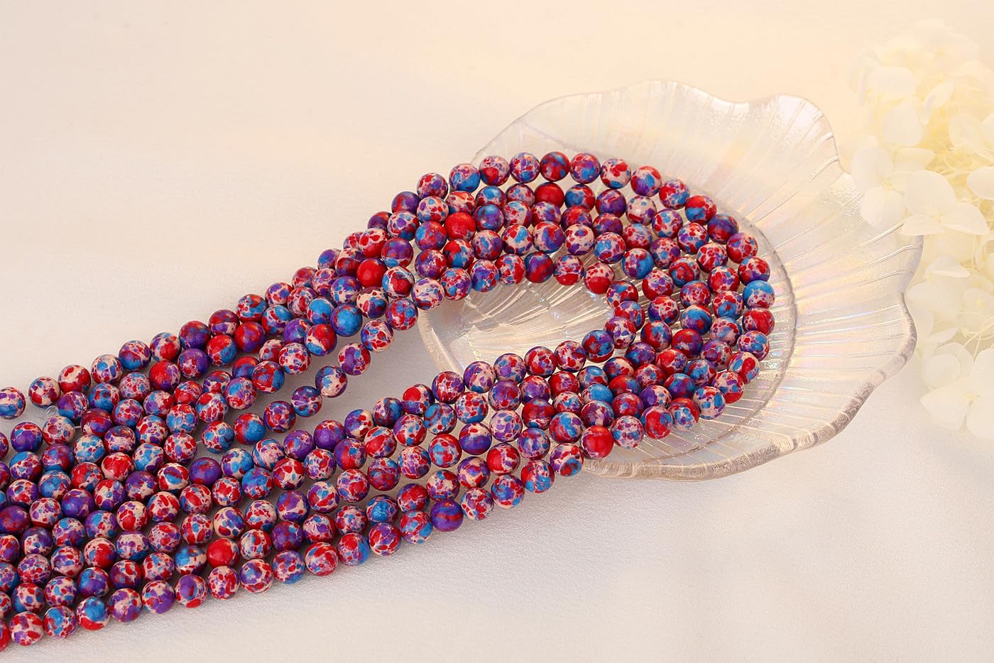 QINJIEJIE 60PCS Colorful Imperial Jasper Beads 8mm Stone Beads Round Loose Blue Violet Red Gemstone Bead for Bracelet Beading Crystal Jewelry Making DIY Necklace Earrings 0.32"