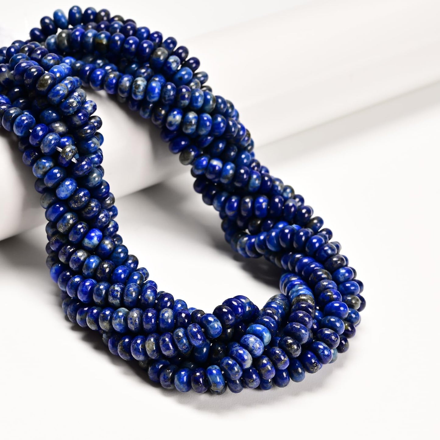 ICAI 4x6mm Natural Rondelle Beads – Loose Gemstone Spacers for DIY Jewelry Making (Lapis Lazuli)