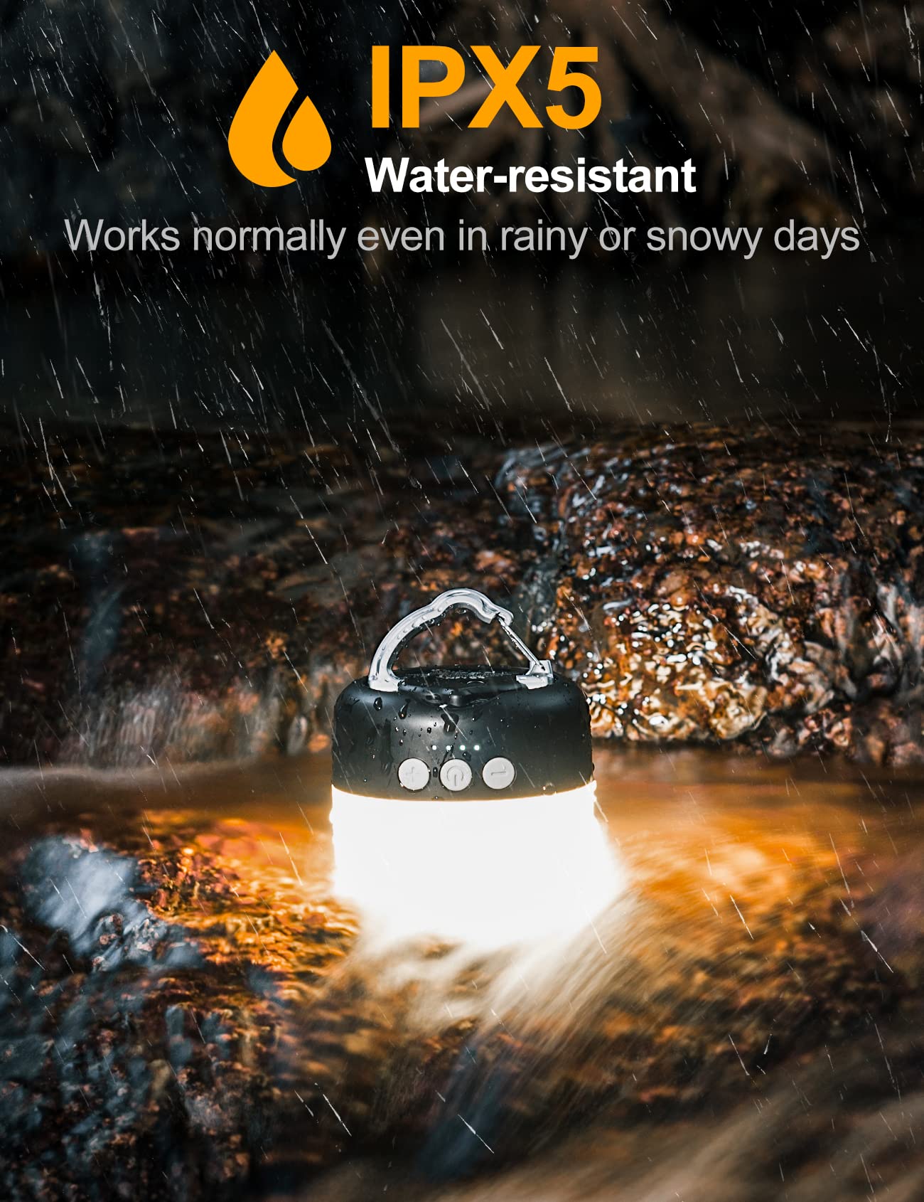 LED Camping Lantern Rechargeable 1000LM, Up to 300H Running Time Camping Tent Light, 6700mAh Emergency Hanging Light for Hurricane, Power Outages, Home, Hiking, Water-Resistant, Black