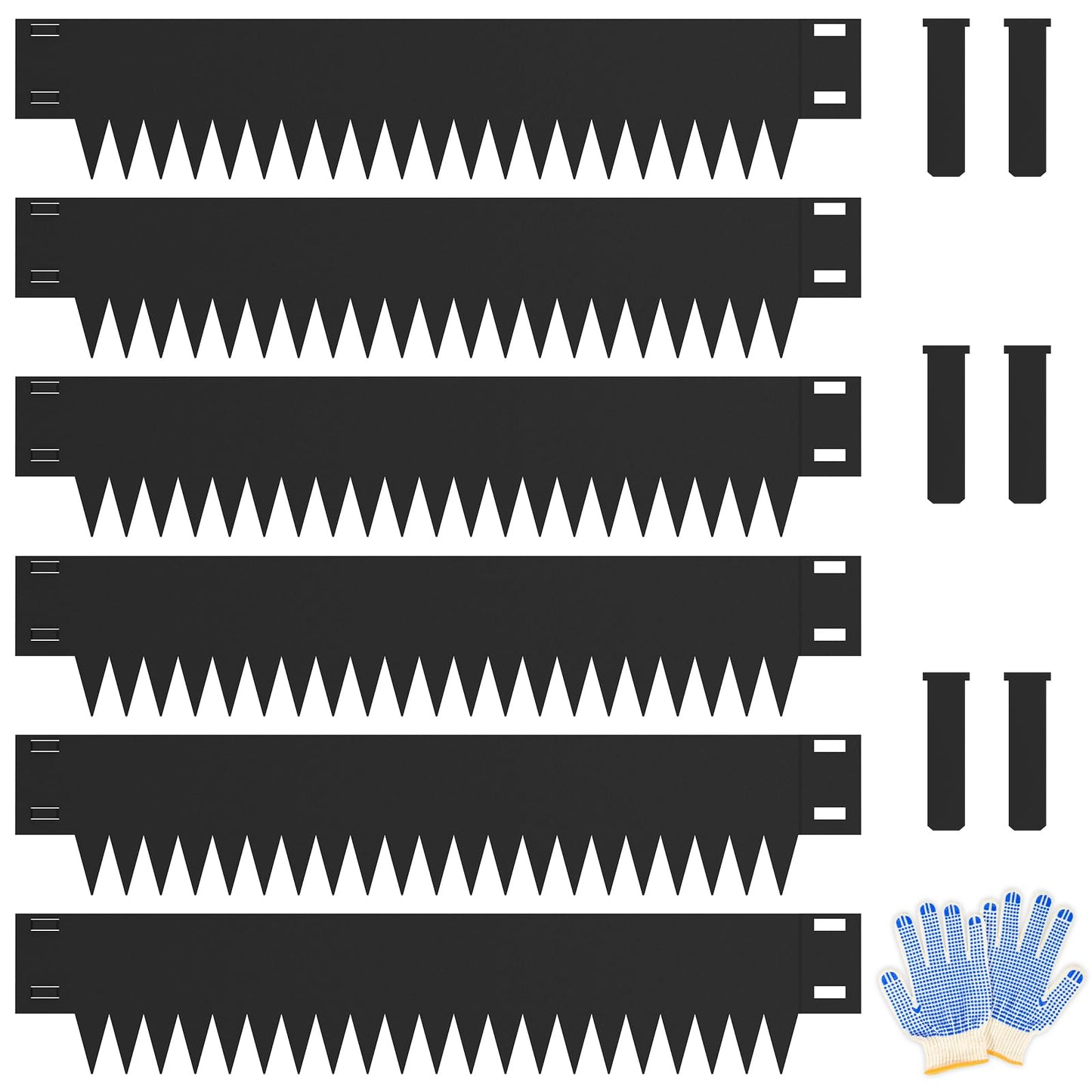 Ganeekiron Metal Landscape Edging 6-Pack, Steel Edging Powder Coating - 40" L x 8" H Strips Garden Edging Border with 6 Clips - Edge for Lawn Yard (20Ft Total, Black)