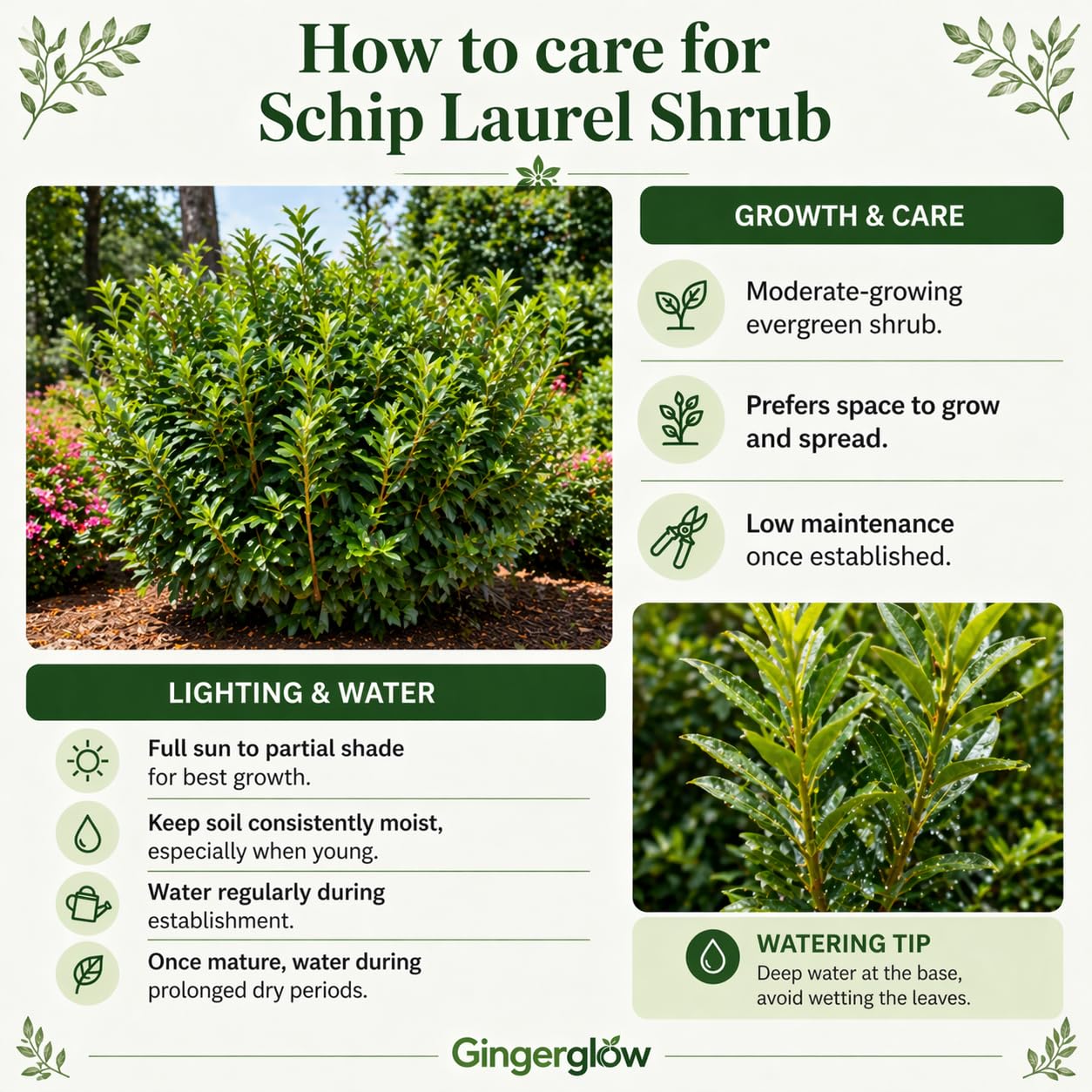 Live Skip Laurel Shrubs Plant, 2.5 Inch Pot Schip Laurel Plant, Easy Care, Hardy, Privacy Shrubs Fast Growing Ready to Plant, Ideal for Garden & Landscape Design