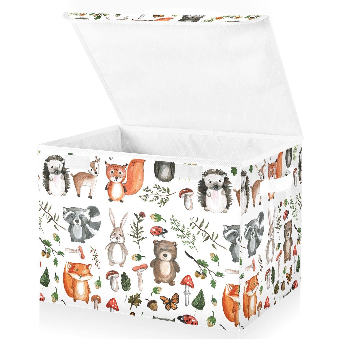 senya Large Storage Bins with Linen Collapsible Foldable Storage Cubes Fabric Closet Organizer Containers box with Flip-Top Lid for Home Bedroom Office 16.7 x 12.6 x 11.8in (Linen-woodland)