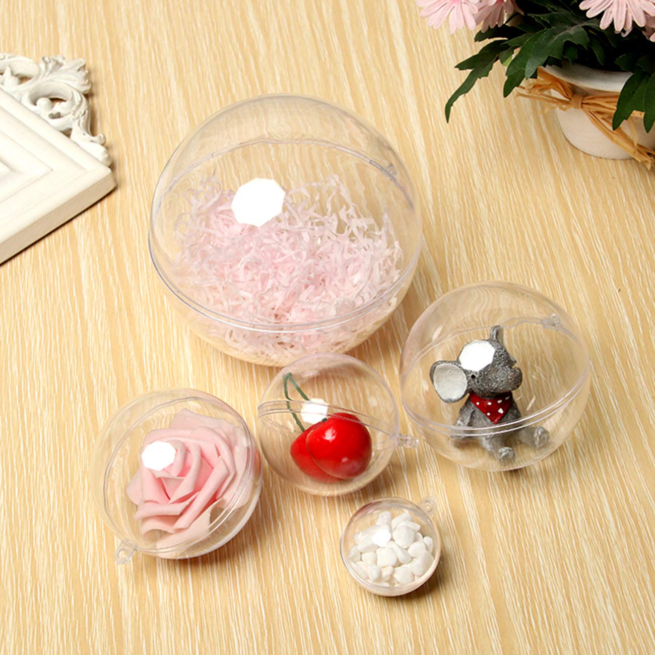 UCSAJI 25PCS Plastic Christmas Ball Ornaments, Clear Shatterproof Xmas Tree Balls, Hanging Ornament for Home Decoration