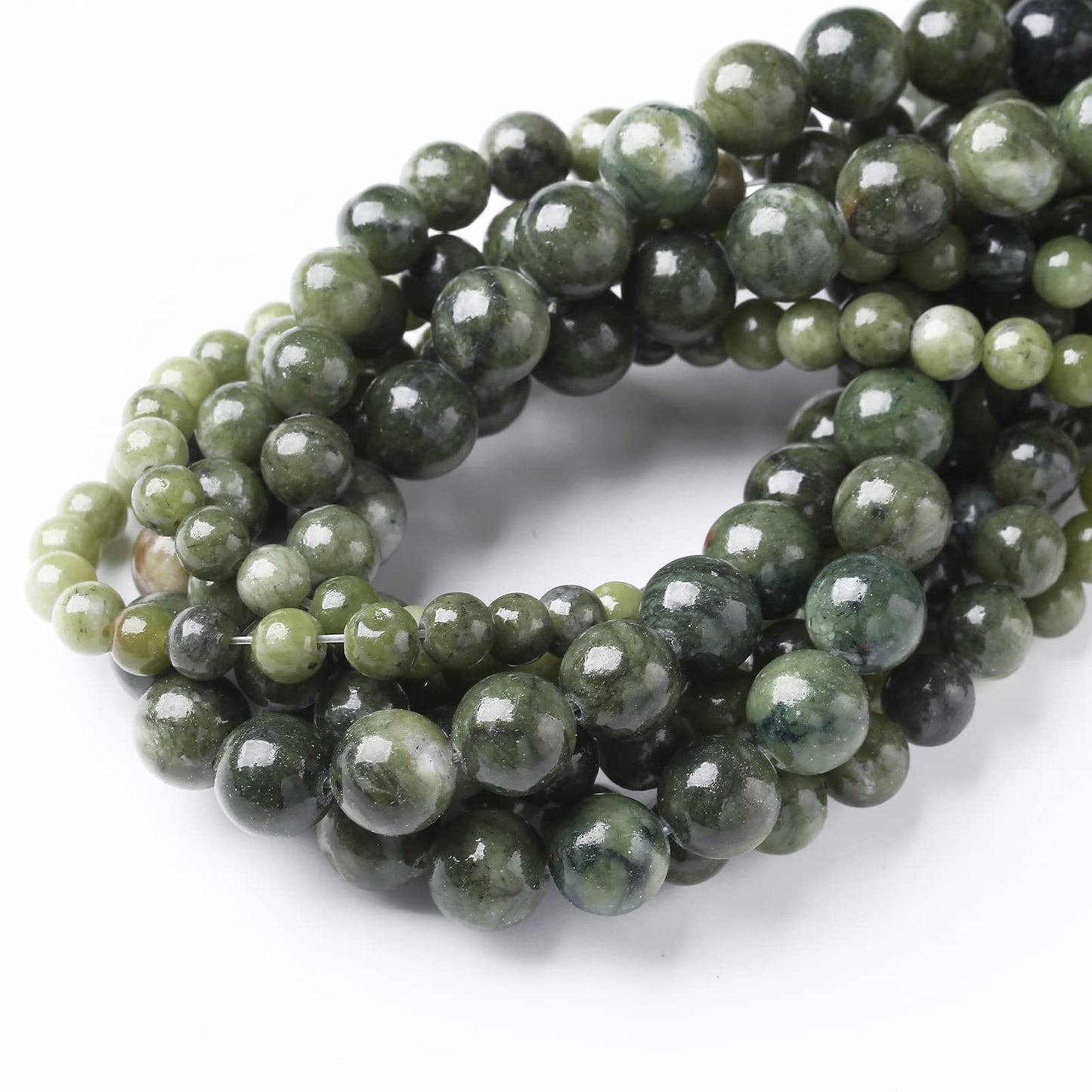 90PCS 4MM Southern Jade Beads Natural Gemstone Round Stone Beads for Jewelry Making DIY Energy Stone Healing Power Bracelet 15"