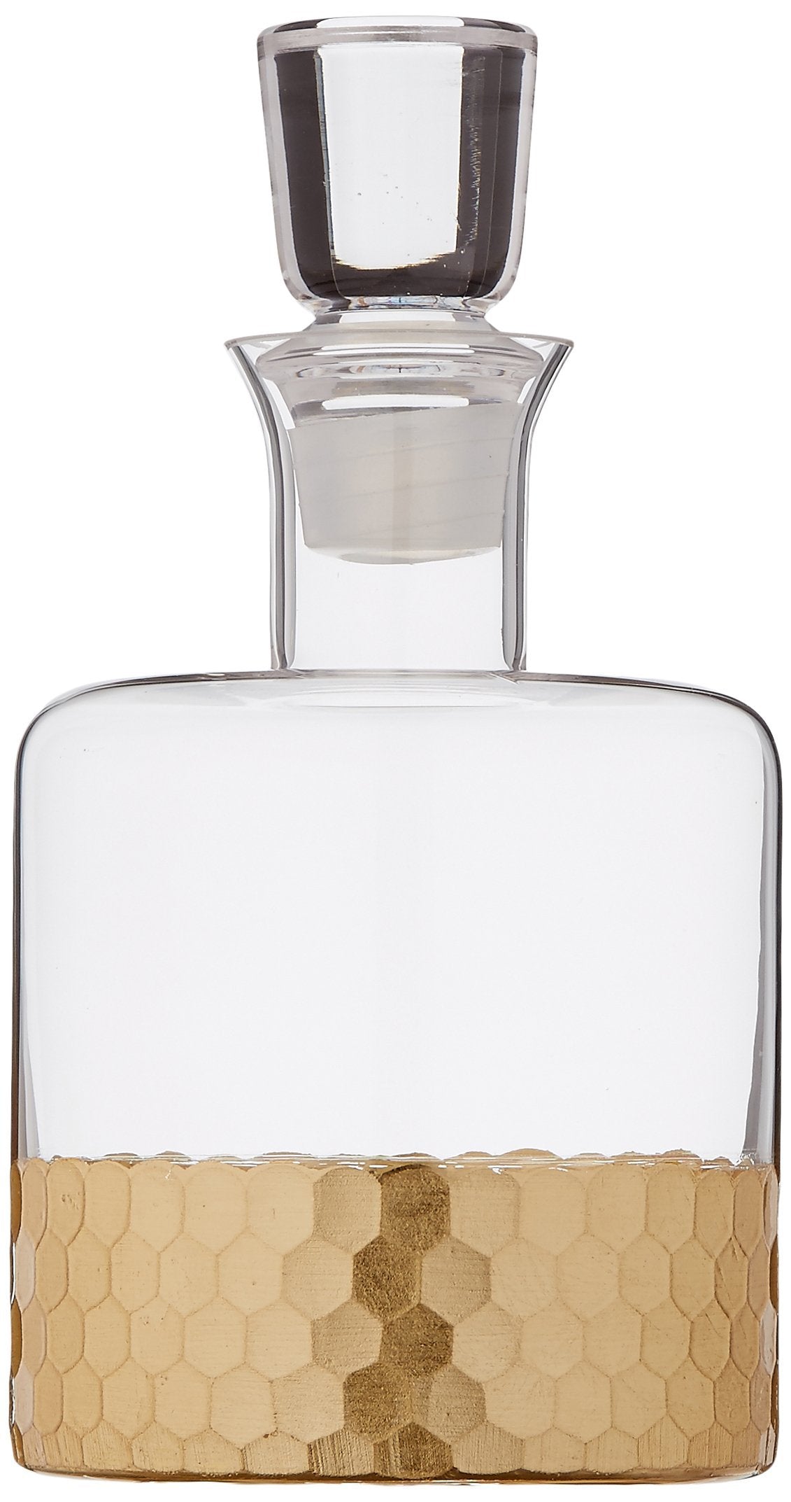 Fitz and Floyd Daphne Decorative Whiskey Decanter Set with Top Glass for Wine, Bourbon, Brandy, Liquor, 5 Piece, Gold
