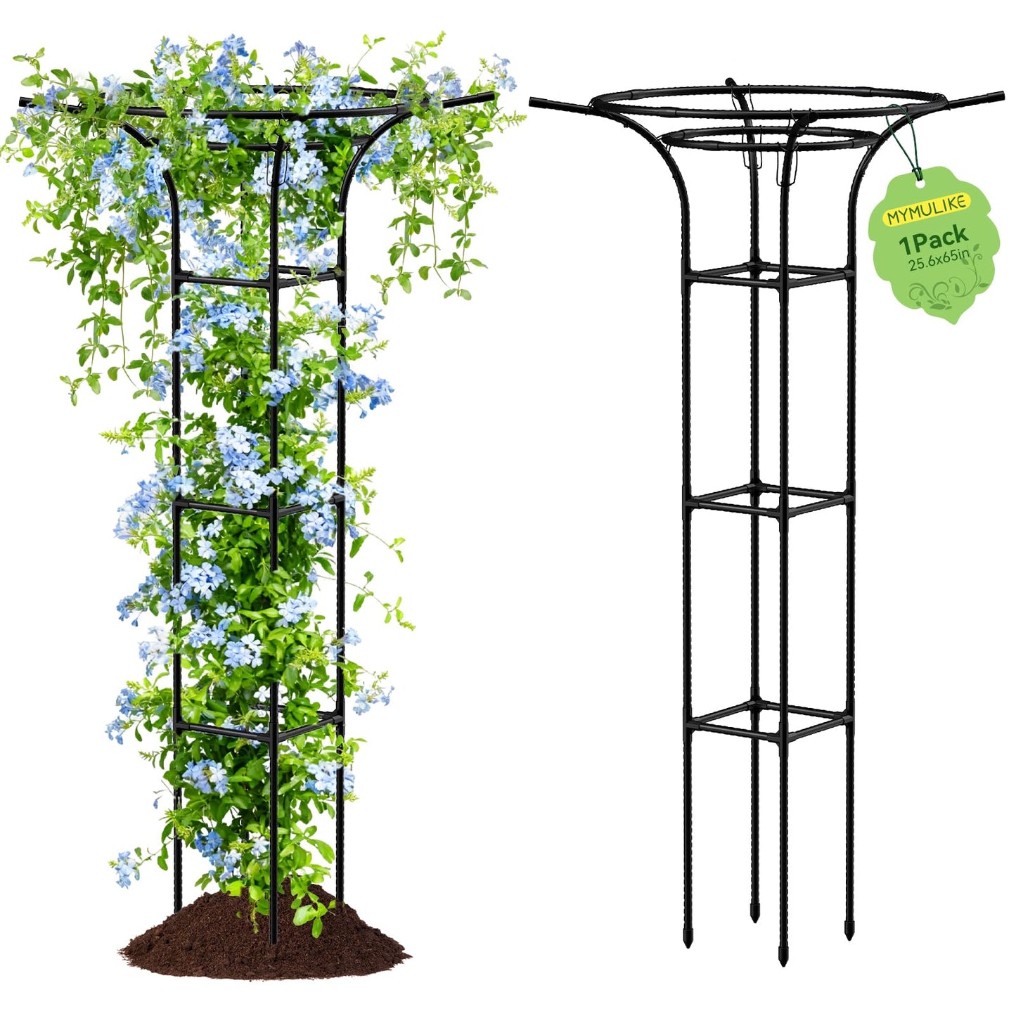 Garden Trellis for Climbing Plants Outdoor, 65 Inch Mushroom Top Trellis for Climbing Plants, Plant Trellis Support for Potted Plants Climbing Vine Rose Clematis Vegetable Trellis, 1 Pack (1)