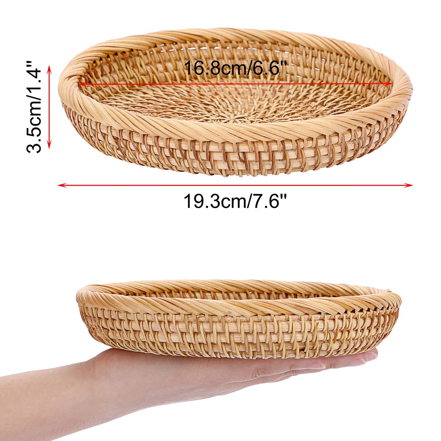 Hipiwe Small Woven Wicker Basket - 7.6" Round Entryway Organizer for Keys, Wallet, Cell Phone & Snacks