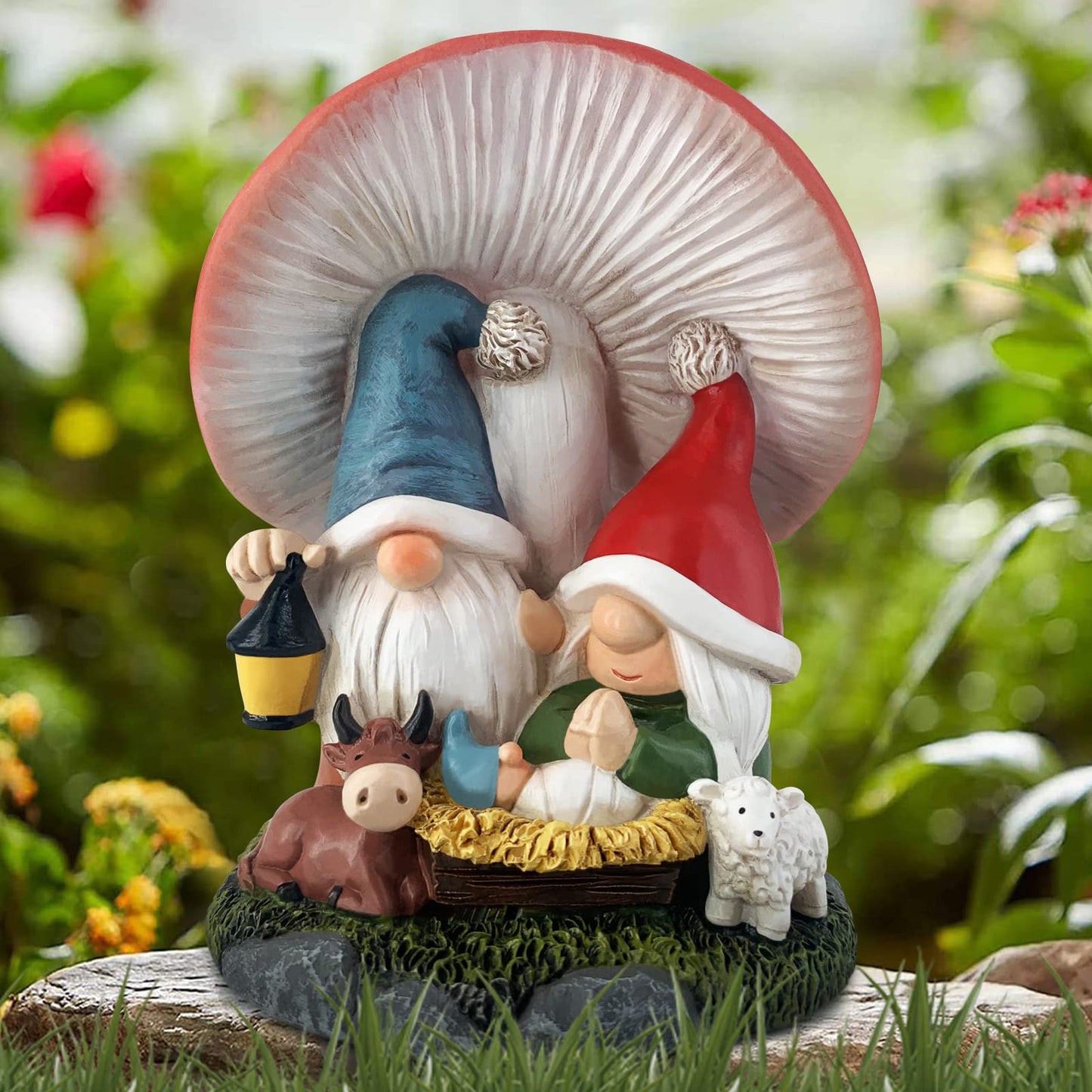 Hodao Christmas Family Gnomes Decorations Handmade Mushroom Scandinavian Gnome Ornaments Xmas Decor Home Table Decorations Gifts
