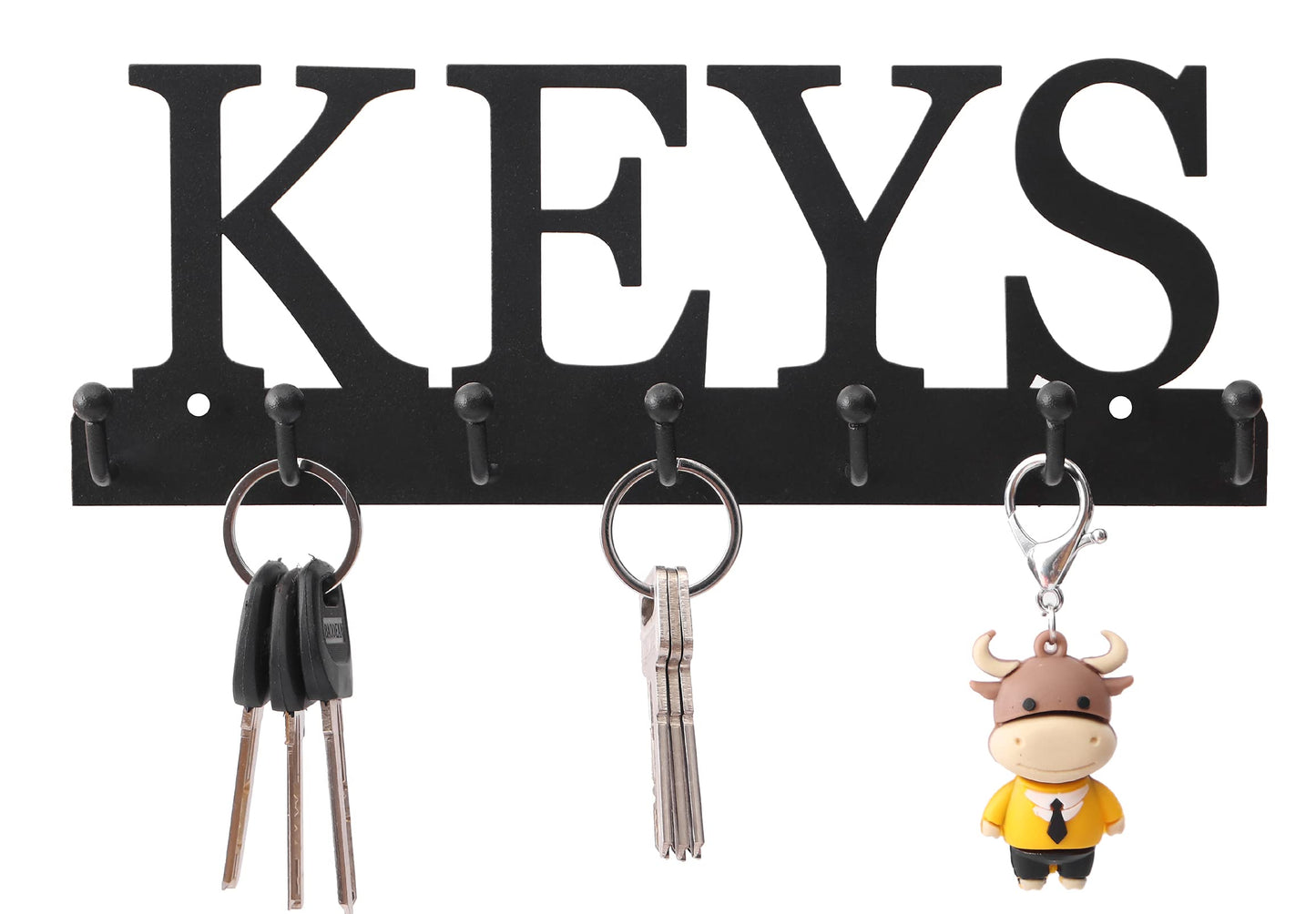 Lixgifts Key Holder Wall Mounted Key Hooks for Wall Decorative with 7 Hooks Black Metal Key Organizer Rack Hanger for Entryway, Front Door, Hallway, Office 10X3.7 inches