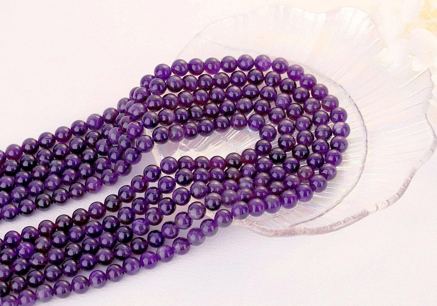 QINJIEJIE 100PCS Amethyst Beads 8mm Natural Stone Beads Round Loose Gemstone Bead for Bracelet Beading Crystal Jewelry Making DIY Necklace Earrings 0.32"