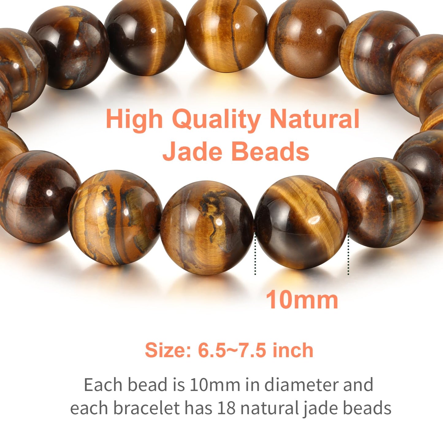 Handmade Natural Jade Beaded Bracelet for Women & Men – Genuine Green/White Jade Gemstone Stretch Bracelet – Lucky Energy Healing Jewelry Gift for Peace, Prosperity & Protection ST-V-01