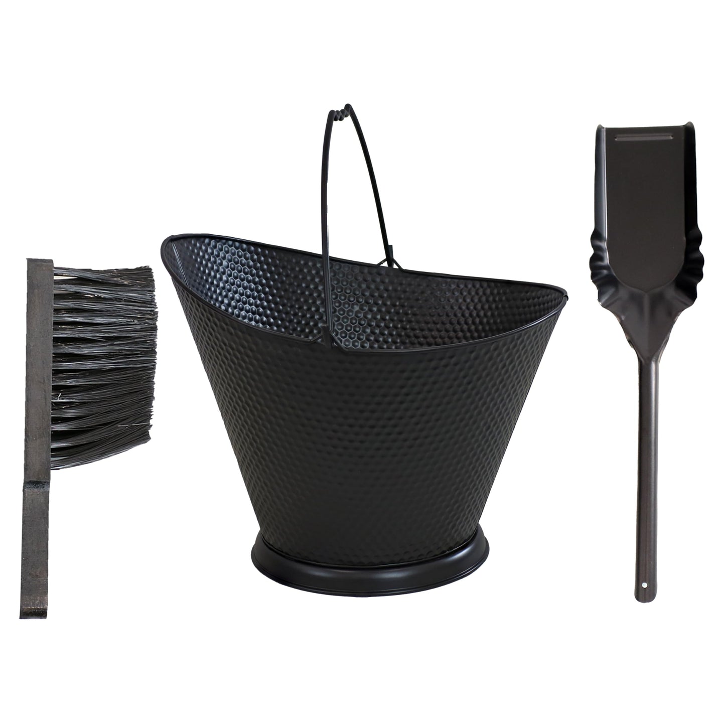 Sunnydaze 5-Gallon Fireplace Ash Bucket with Shovel and Brush - Iron Ash Bucket for Indoor Fireplaces or Outdoor Fire Pits