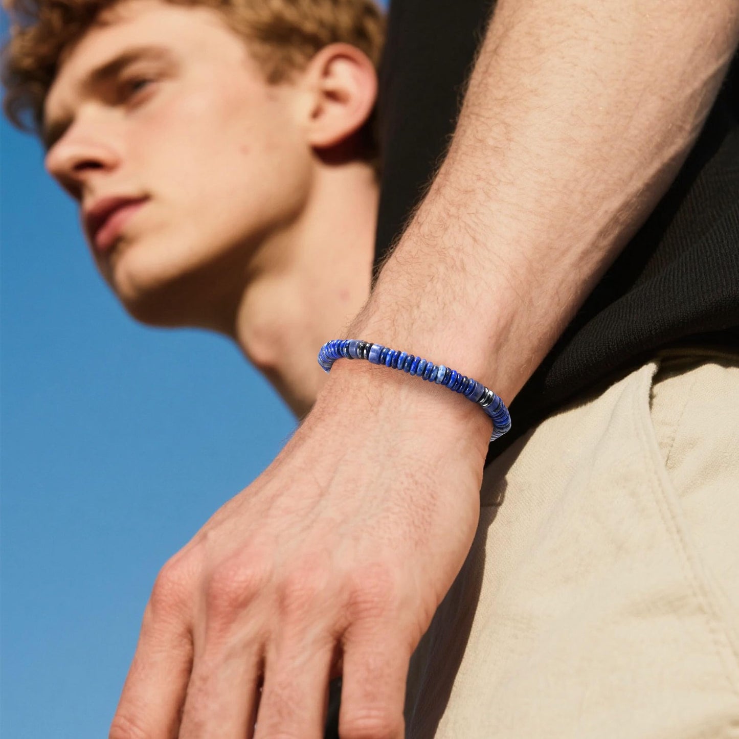 VIBILIA Healing Crystal Bracelets Beaded Bracelets for Men Women Lapis Lazuli Natural Stone Adjustable Bracelets Unique Gifts for Father Son Grandfather Brother Friend