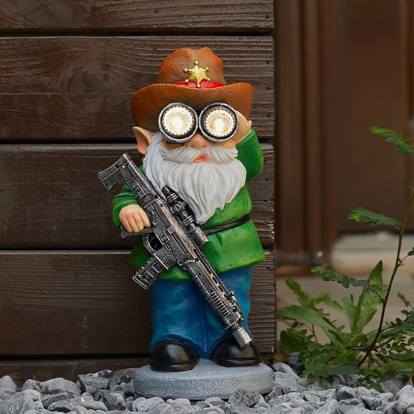 Elegondrar Funny Garden Gnomes Statue Outdoor Decor, Solar Telescope Gnome Decorations for Yard, Lawn, Patio, Porch, Christmas Birthday Housewaming Gifts for Dad, Men, Husband, 10.6 Inch, Resin