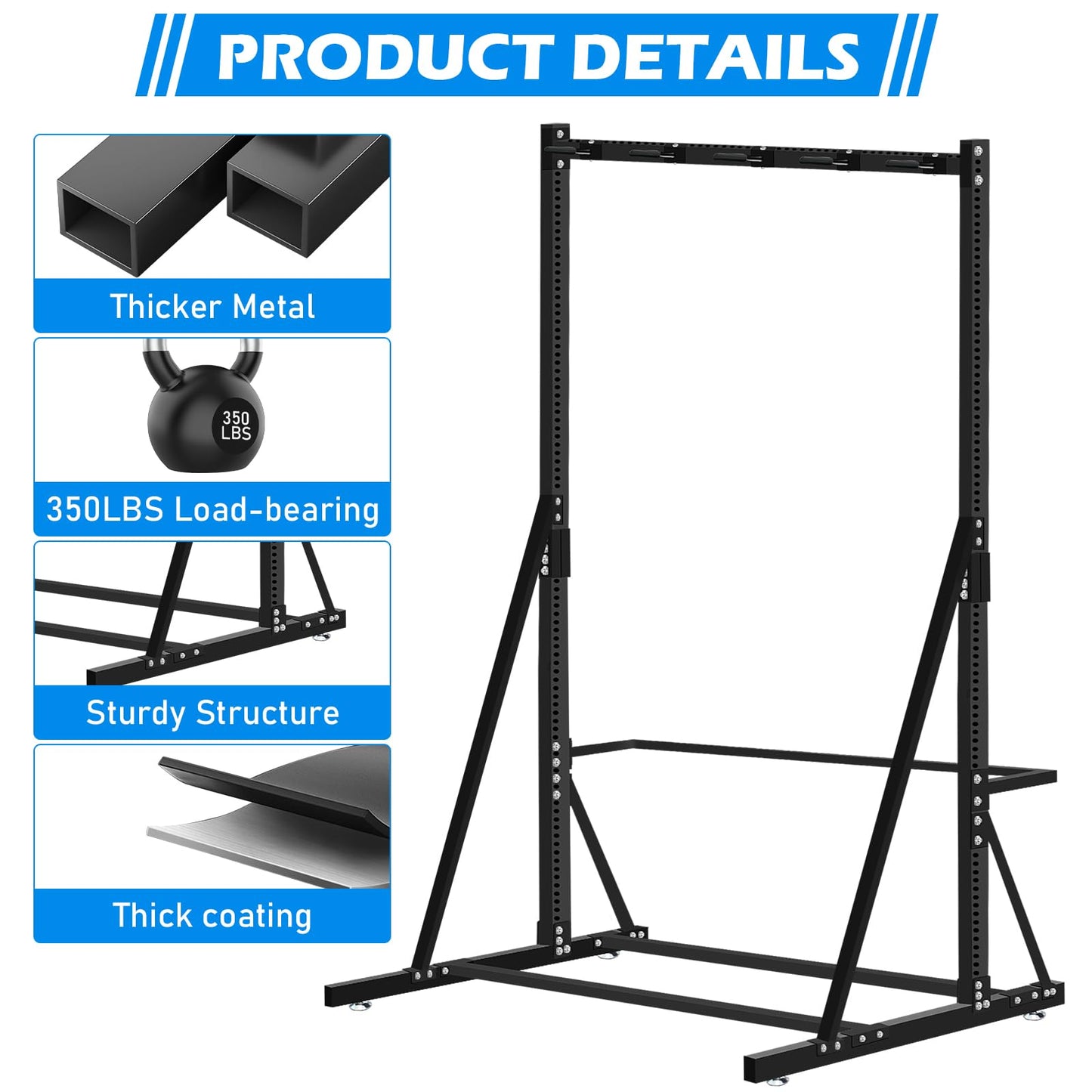 ZUIWAN Freestanding Bike Rack - Heavy Duty 5-Bike Vertical Stand, Width: 53 Inches,350lb Capacity Garage Storage Organizer,Black