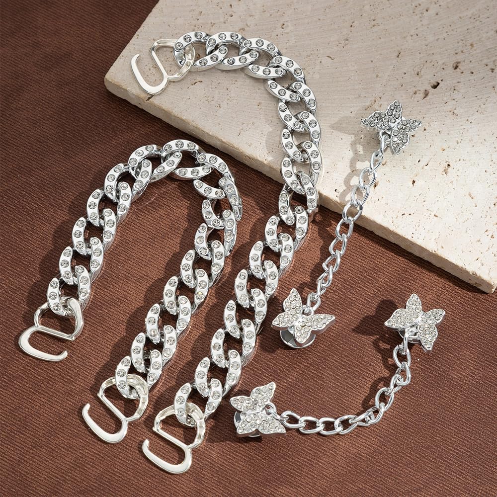 22Pcs Bling Shoe Charms Designer Rhinestones Bling Chain Shoes Accessories for Women Girls Jewelry DIY Shoe Accessories Decoration Party Favors