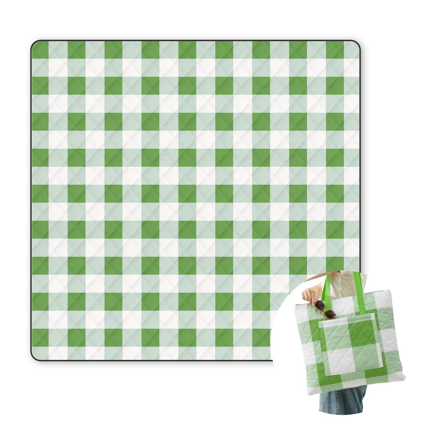 JACTUM 2 in 1 Tote Picnic Blanket Waterproof Outdoor Camping Mat,Large Capacity Beach Blanket 80''x80'' 7 Layers Easy to Foldable and Carry.