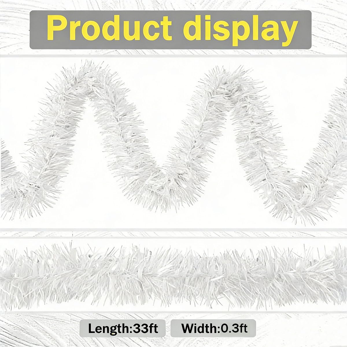 Yocknoce White Tinsel Garland, 33 Ft Winter Wonderland, Wedding, Christmas, Baby Shower, Elegant Party Backdrop, Festive Indoor Outdoor Decorations