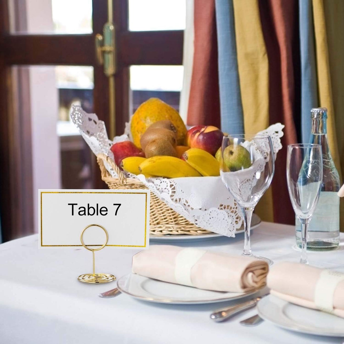 Toncoo 24 Pcs Premium Mini Table Number Holders and 24 Pcs Place Cards with Gold Foil Border, Place Card Holder, Table Sign Stand, Photo Picture holders for Centerpieces, Wedding, Party, Birthday