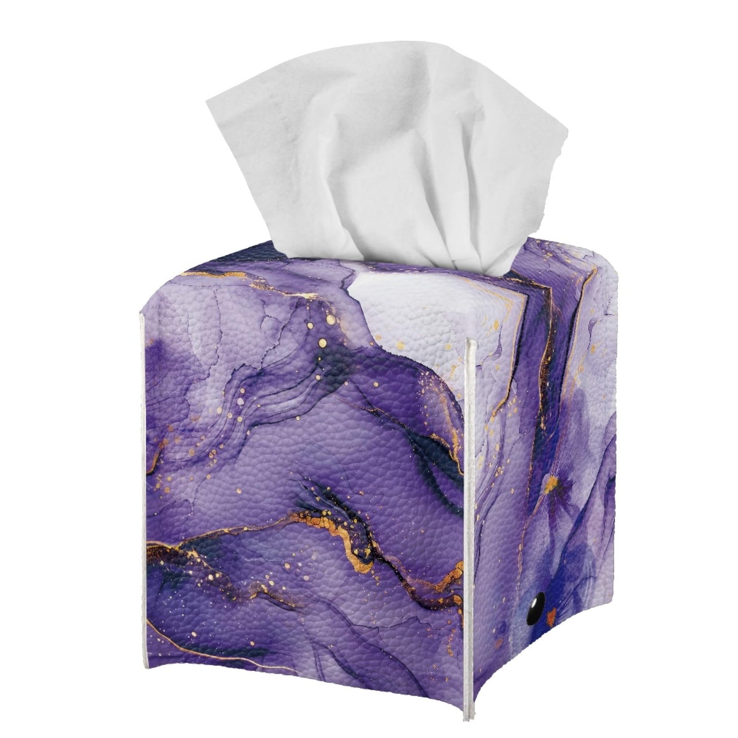 ZFRXIGN Purple Marble Print Tissue Box Cover for Kids Adults Leather Square Tissue Box Holder Case Facial Paper Organizer Dispenser for Bathrobe Bedroom Night Stand Office Vanity