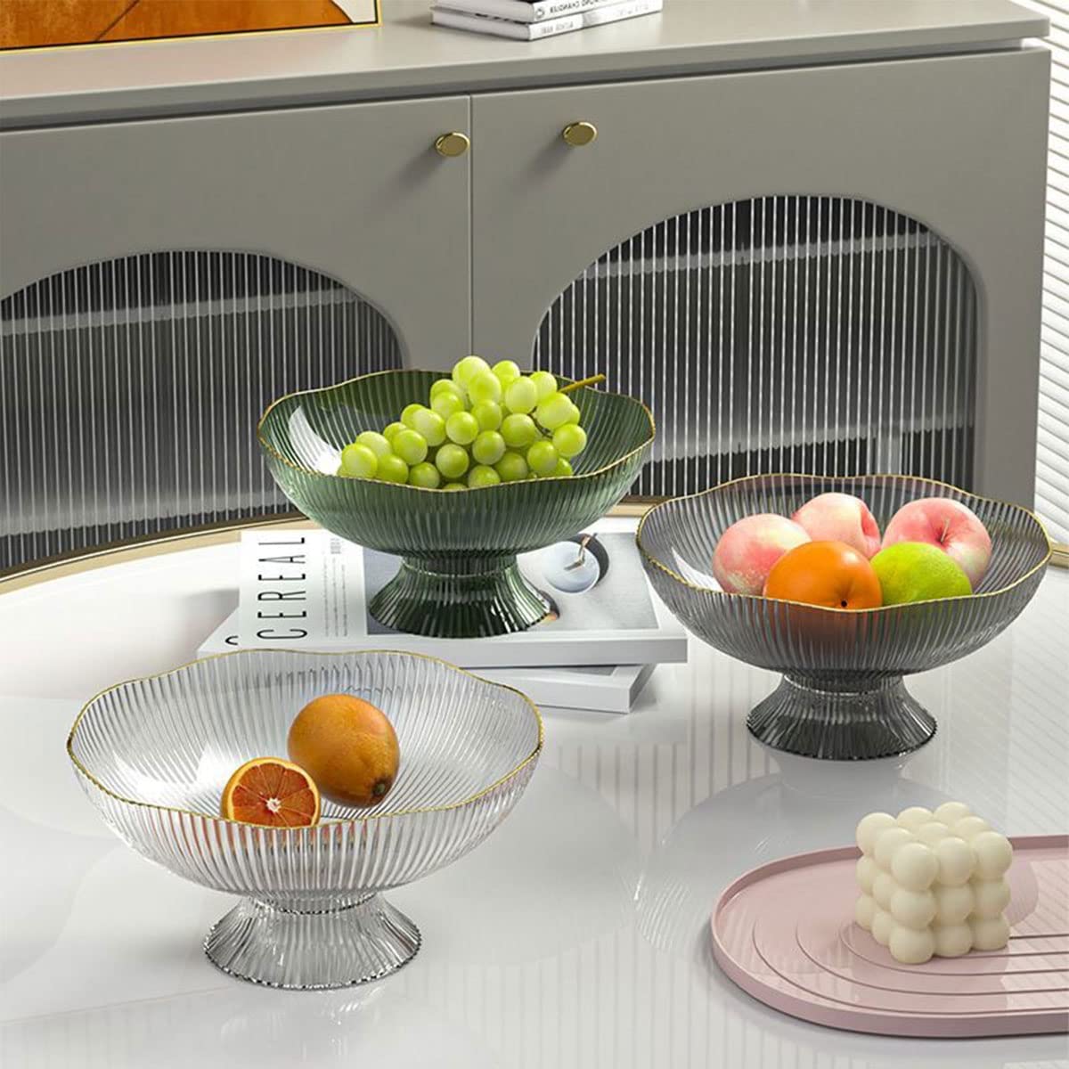 MENGBEILA Home Drain Fruit Tray, Living Room Coffee Table, Candy and Snack Placement Tray, Fruit Basket, Fruit Basin (green)