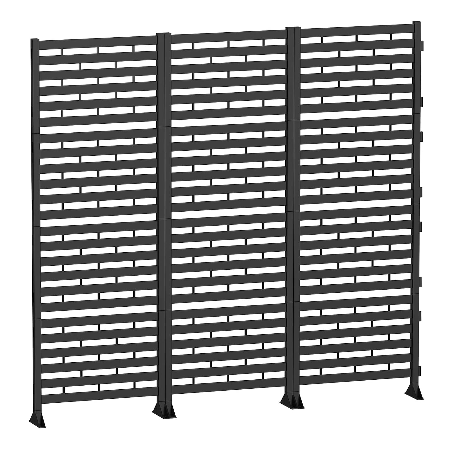 Fence Privacy Screen 12 Pack Plastic Fence Panels Decorative Garden Fence Animal Barrier Air Conditioner Trash Can Pool Equipment Enclosure for Backyard Patio Balcony Black