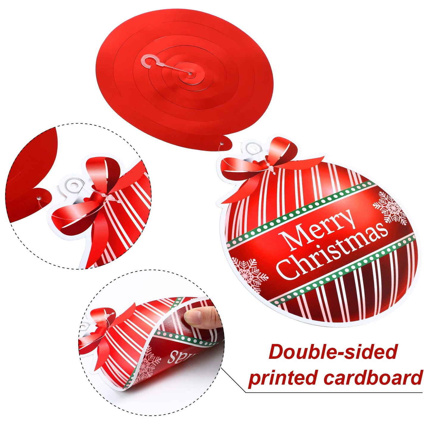 50 Pcs Christmas Foil Hanging Decorations Set Swirl Xmas Holiday Light Bulb Ball Hanging Swirls Ceiling Decorations for Indoor Outdoor Xmas Holiday Party Supplies