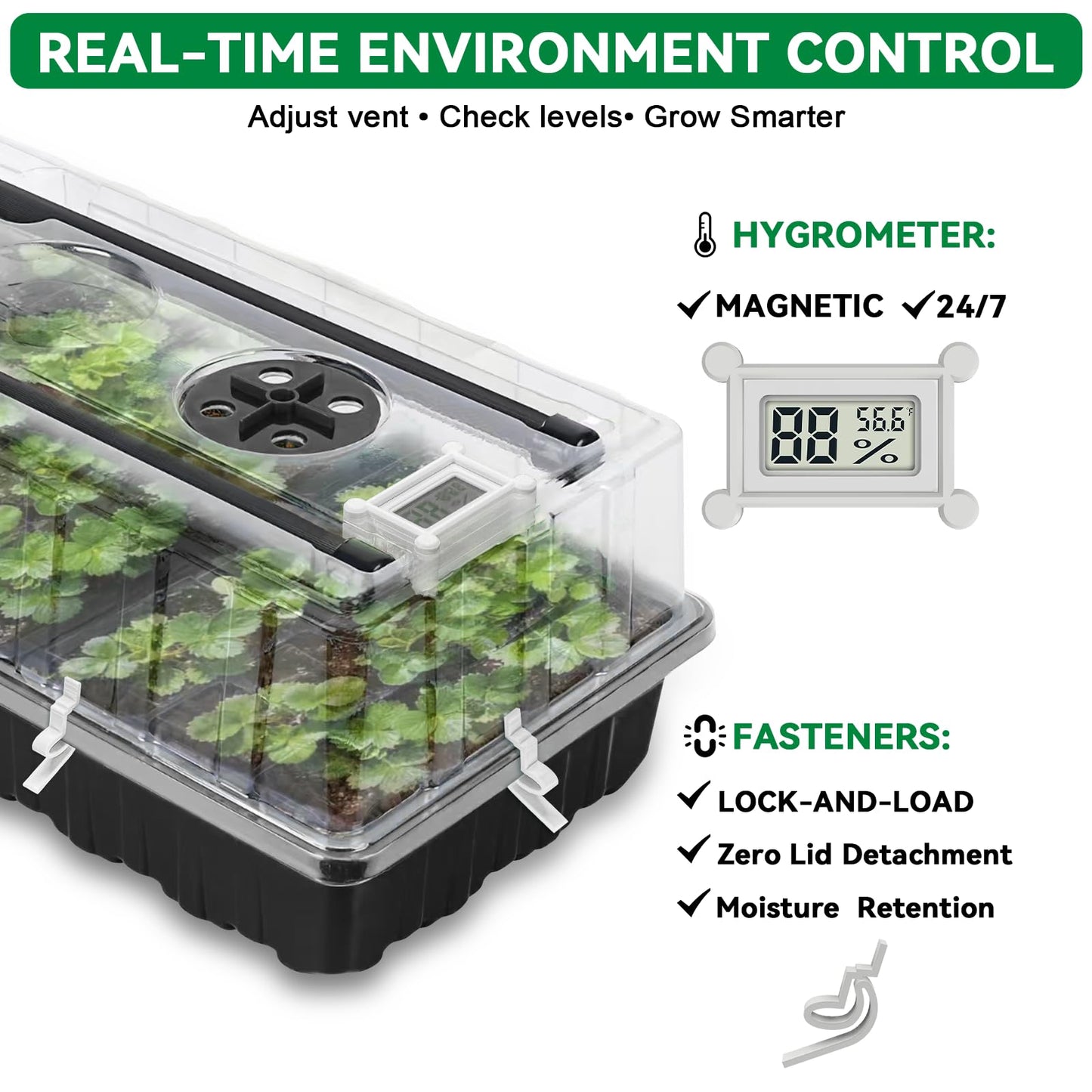 Yioviru Seed Starter Tray with Grow Light,2 Pack 72 Cells Seed Starter Kit with Humidity Dome, Seed Starting Trays for Indoor Plant,Seedling Starter Trays for Germination