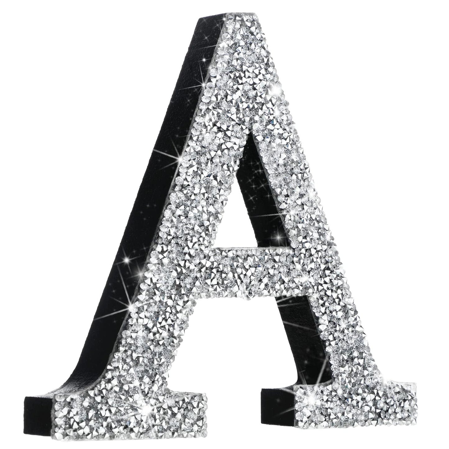 Qunclay Silver Crystal Diamond Bling Letters Crushed Diamond Decoration Wooden Glitter Letter with Screw and Hooks Rhinestone Gift for Wedding Y2k Mcbling Bedroom Wall Decor(Letter A,5.7"l X 5.7"w)
