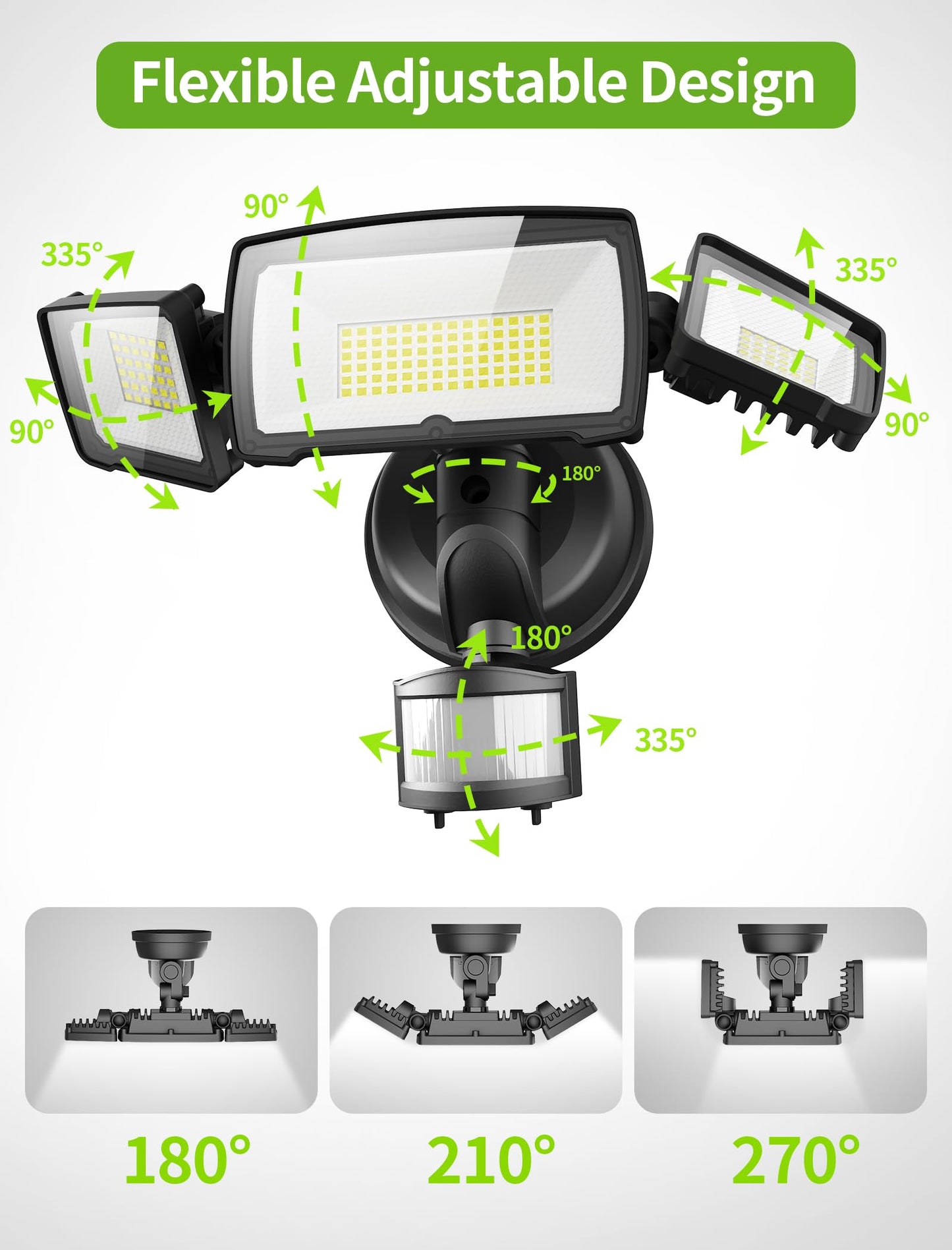 MAGAGUVU 100W LED Security Lights, 11000LM Hardwired Flood Lights with Remote Control, Motion Sensor Outdoor Lights, 3 Adjustable Heads, IP66 Waterproof, Dusk to Dawn Outdoor Lighting for Yard Garage