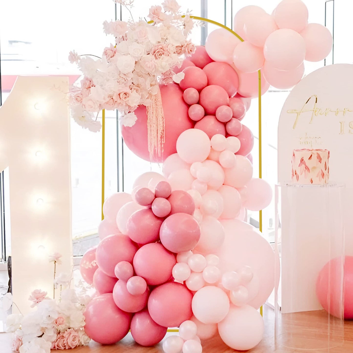 Wokceer 7.2 FT Wedding Arch Backdrop Stand and White Arch Cover, Metal Arch Stand with Arch Stand Cover for Birthday Party Wedding Ceremony Bridal Baby Shower Event Decor