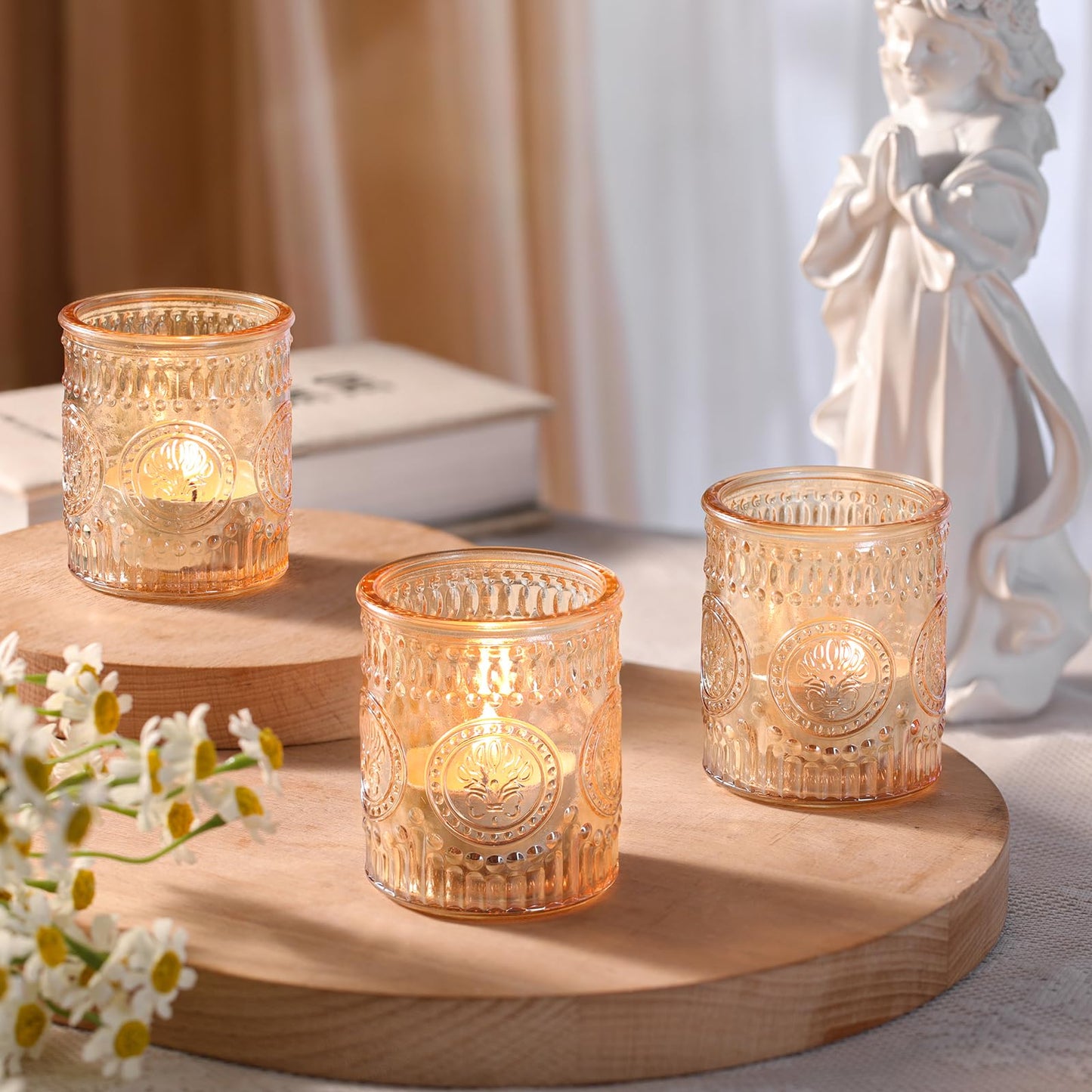 MATAHUM 12 Pcs Gold Votive Candle Holder, Glass Tealight Candle Holders for Wedding Table Centerpiece, Home Decor, Birdal Shower, Party