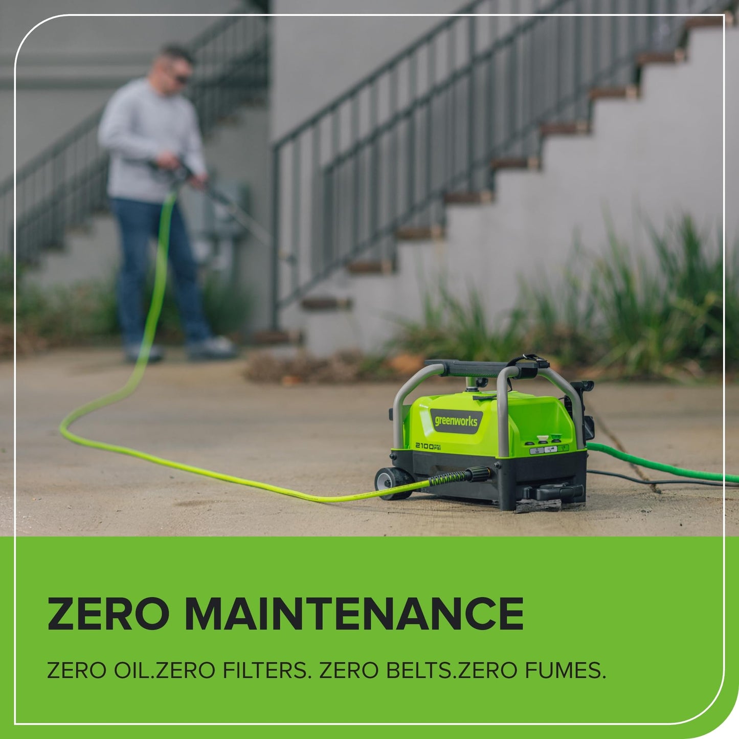 Greenworks 2100 PSI (SGS Certified) 1.2 GPM 13Amp Compact Electric Pressure Washer Telescoping Handle Power Washer for Cars, Driveways, Patios, Patio Furniture & Around Pools