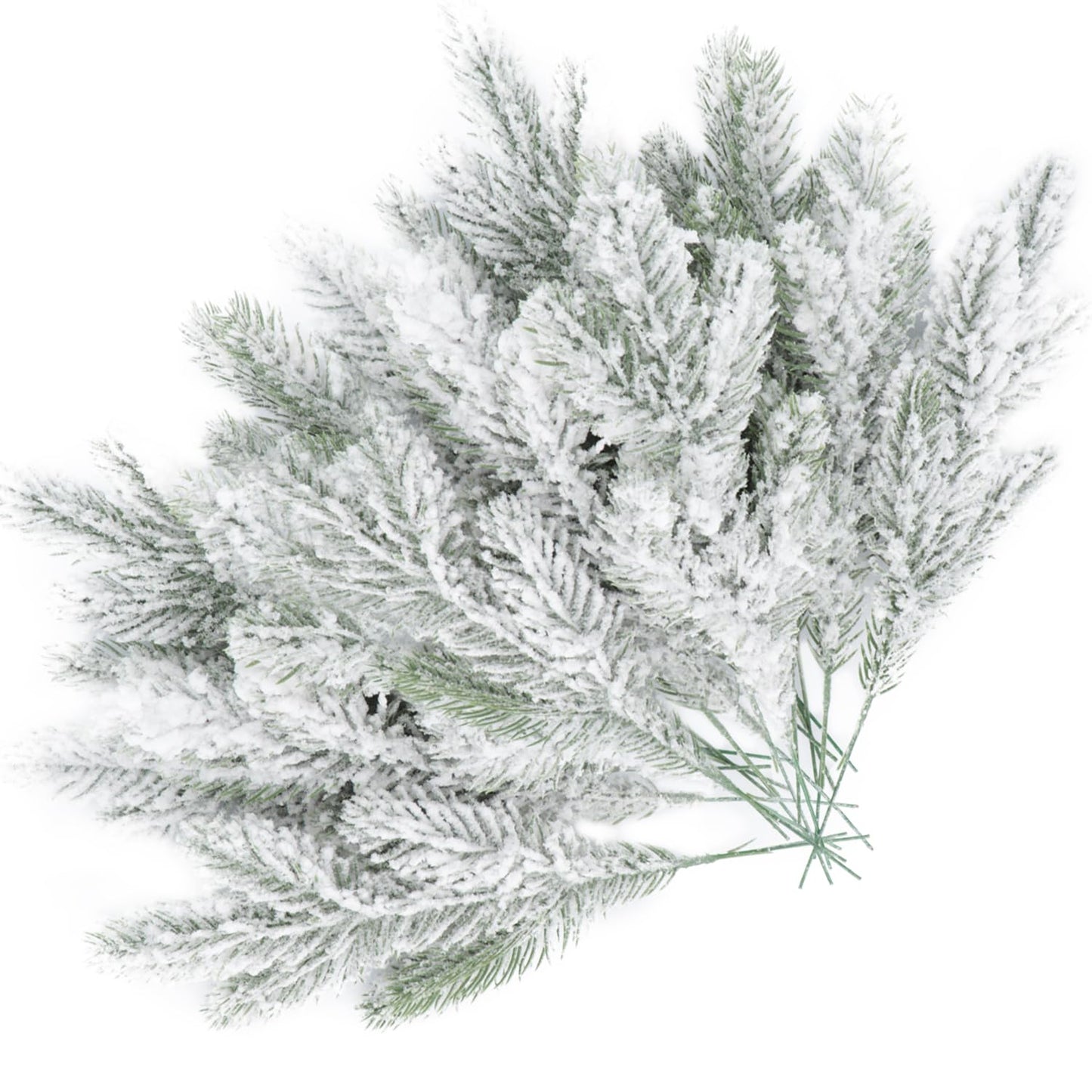 20PCS Frosted Artificial Pine Needles Branches 10.6 Inches Christmas Fake Snowy Pine Picks Twigs Winter Sprays Greenery Stems for Christmas Tree DIY Garlands Wreaths Crafts Home Holiday Decorations