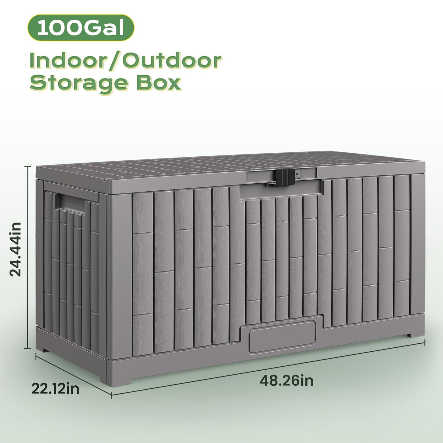 Jocoevol Deck Box 100 Gal, UV Resistant & Waterproof Outdoor Storage Box with Lock, Easy Assemble Storage Bins Container for Pool Patio Garden