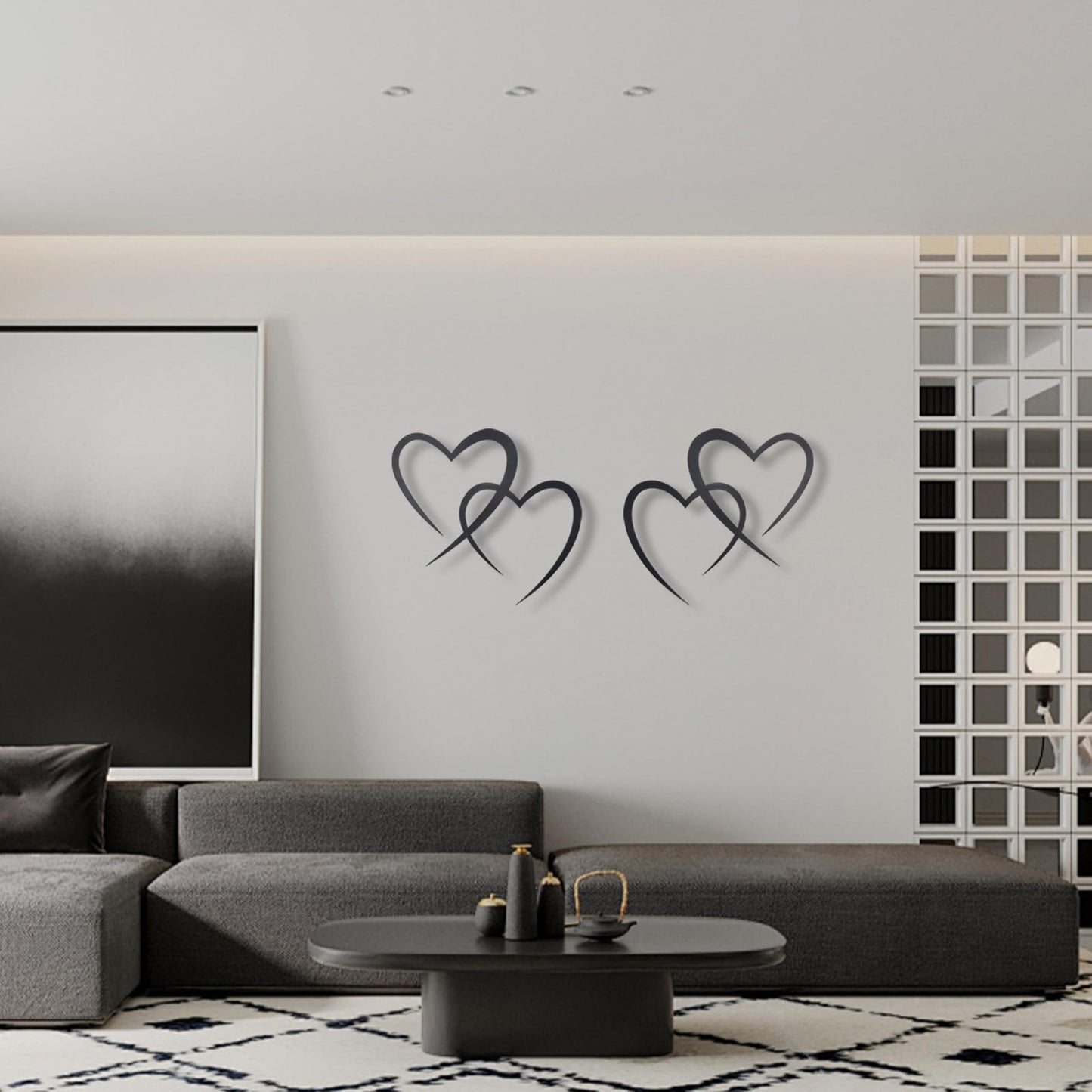 OYEFLY Infinity Heart Metal Wall Decor,Infinity Heart Wall Decor for Room Living,Wedding Decor (Black, style3 11.4 x 10.7in)