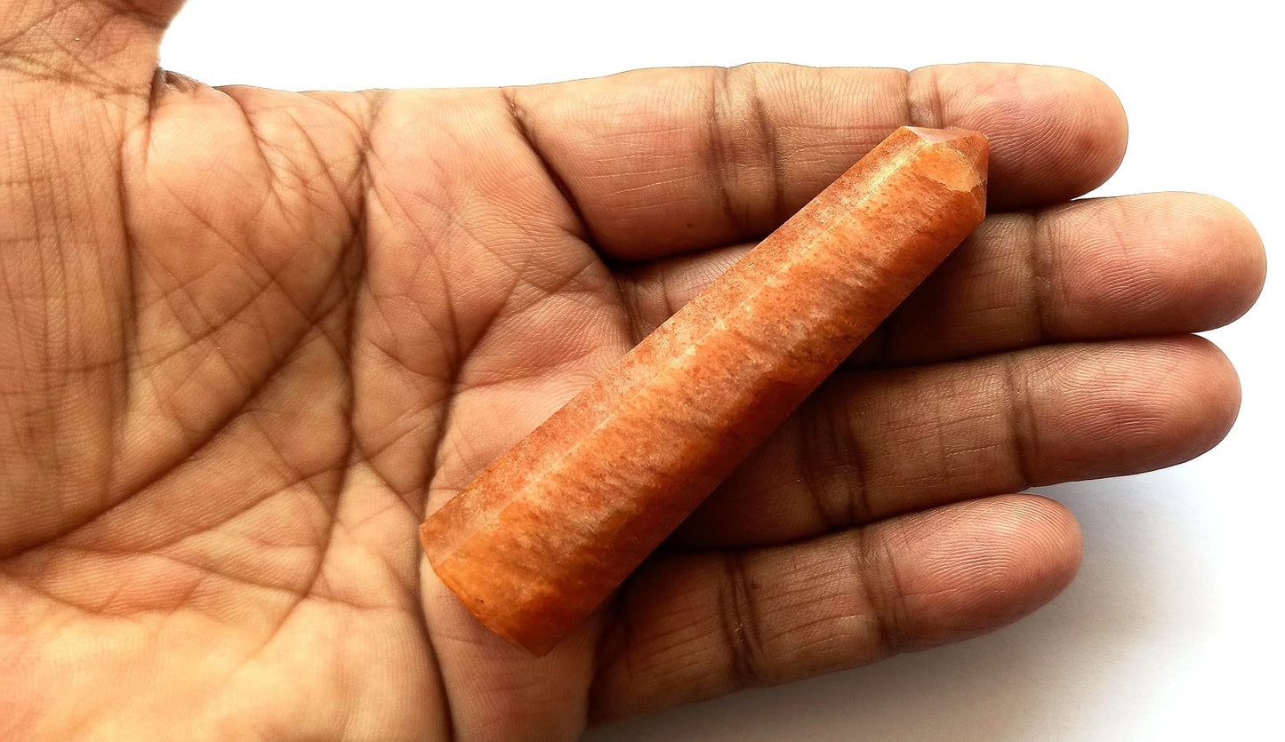 WholesaleGemShop 3 Inch Red Aventurine Gemstones Obelisk Tower Jumbo Facet Aura Rock Crystal Natural Polished Earth Wand Spirit