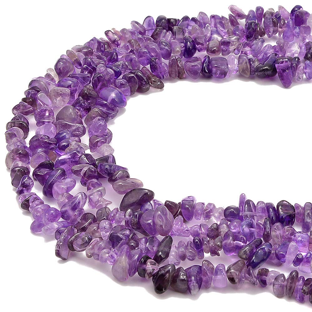 PLTbeads Gemstone Chips Natural Amethyst 3-5mm Healing Crystals Waist Bracelets Necklace Kit Irregular Stone DIY Crafts Design Jewelry Making Approxi 32 inch