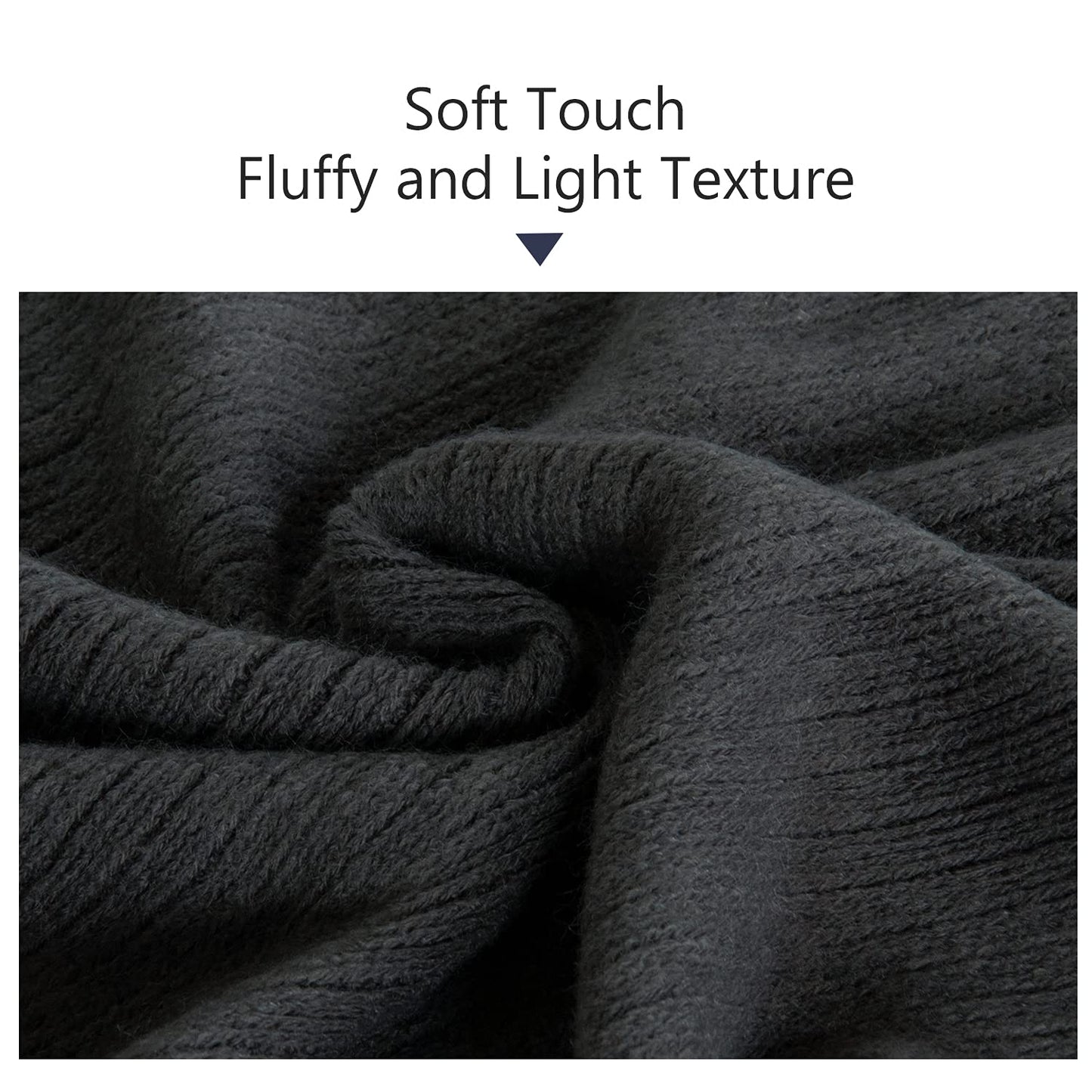 NTBAY Acrylic Knitted Throw Blanket, Lightweight and Soft Cozy Decorative Woven Blanket with Tassels for Travel, Couch, Bed, Sofa, 51x67 Inches, Grey Striped