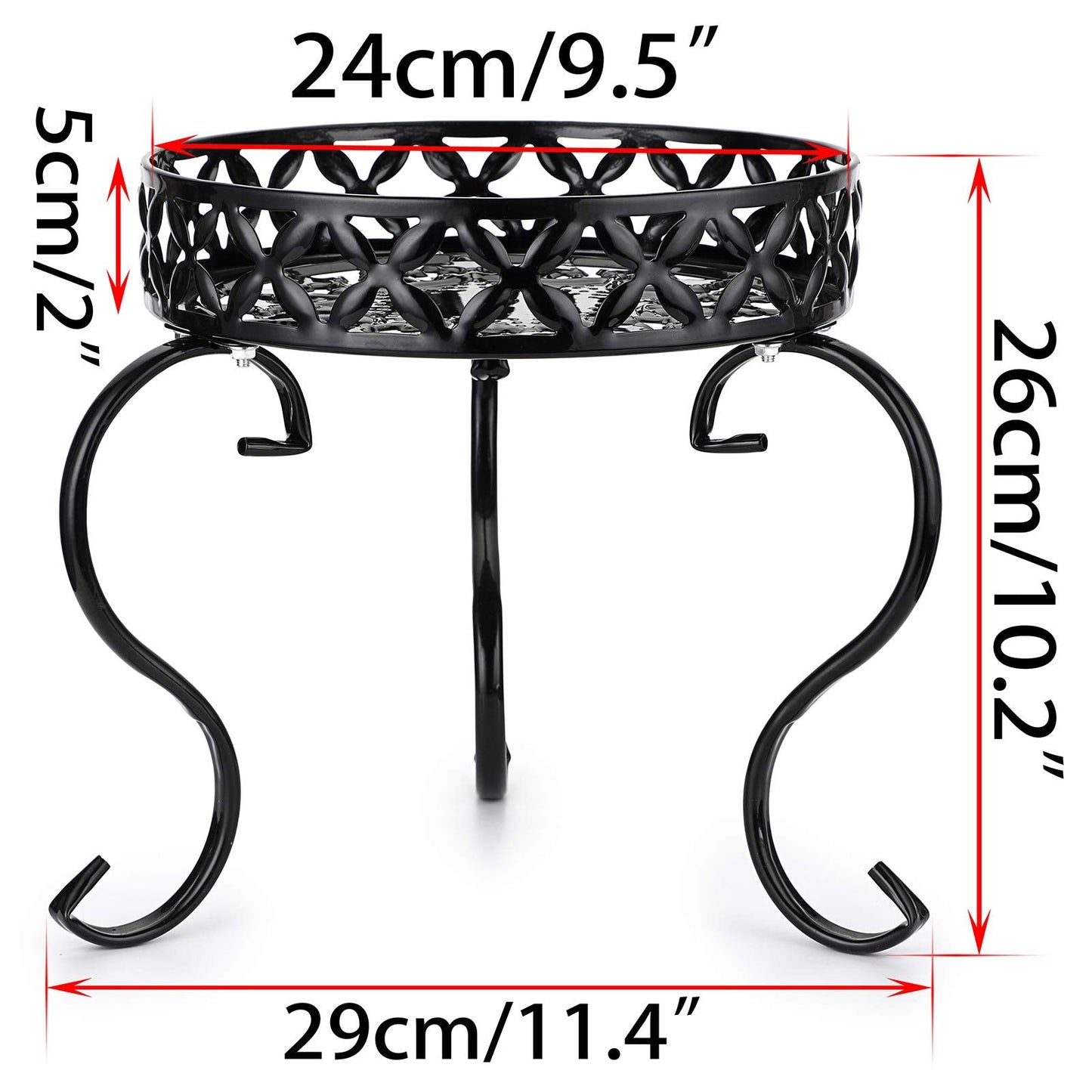 OwnMy Set of 2 Metal Round Plant Stand Rustproof Iron Flower Pot Holder, Modern Plant Display Potted Rack, Indoor Outdoor Plant Stand Heavy Duty Plant Holder for Home, Garden, Plant Lovers (Black)