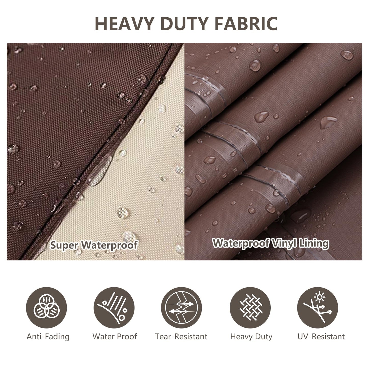 Rileytee Outdoor Furniture Set Cover, 4 Pcs 600D Heavy Duty 100% Waterproof Patio Furniture Covers,Fit Patio Loveseat,2 Chair and Coffee Table (Beige & Brown,Small)