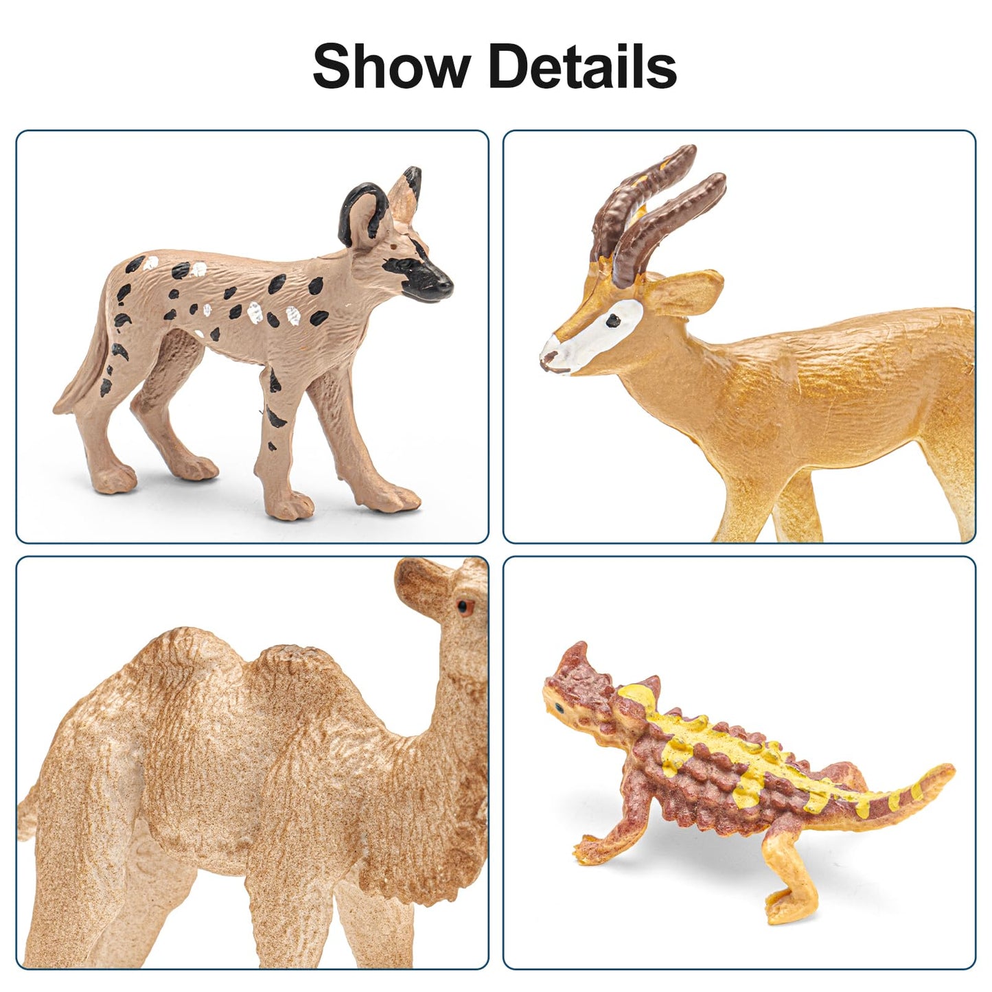 THINKBAY 16PCS Desert Animals Toys for Kids Includes Lizard, Cactus, Rattlesnake, Komodo Dragon Figurines, Desert Animals Figures for Diorama, Cake Toppers, Valentine's Day Gifts for Kids