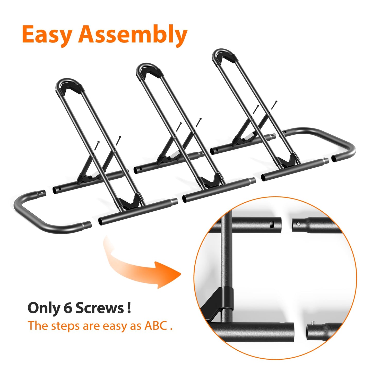 Mr IRONSTONE Bike Rack, Floor Storage Stand for Garage, Indoor/Outdoor Parking Holder, Fits Mountain, Road & Kids Cycles (Black, 3-Slot)