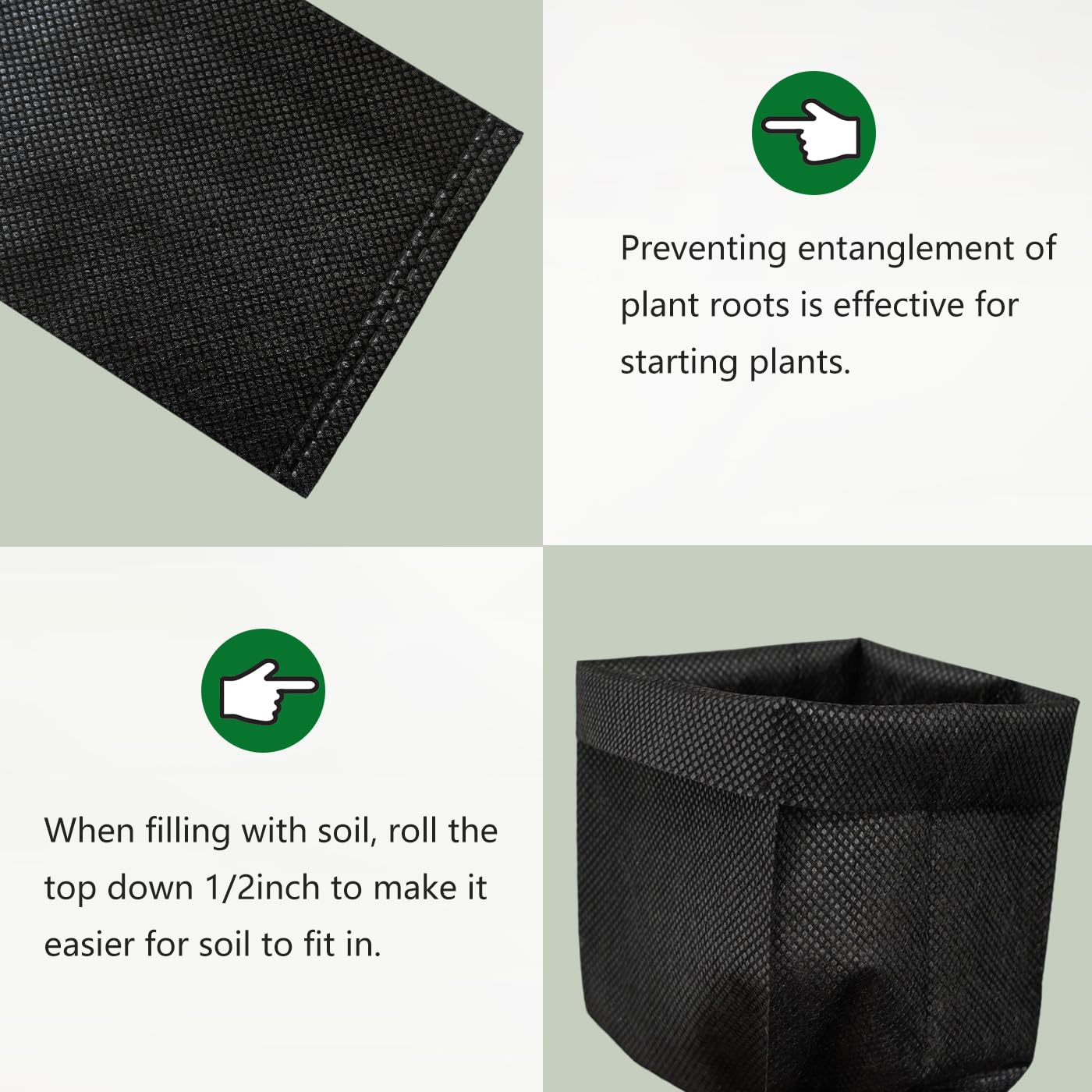 Belit 0.5 Gallon Nursery Growing Bags, 100 Pcs Non-Woven Plant Bag for Gardening, Potato, Flower, Tomato Plant Starts