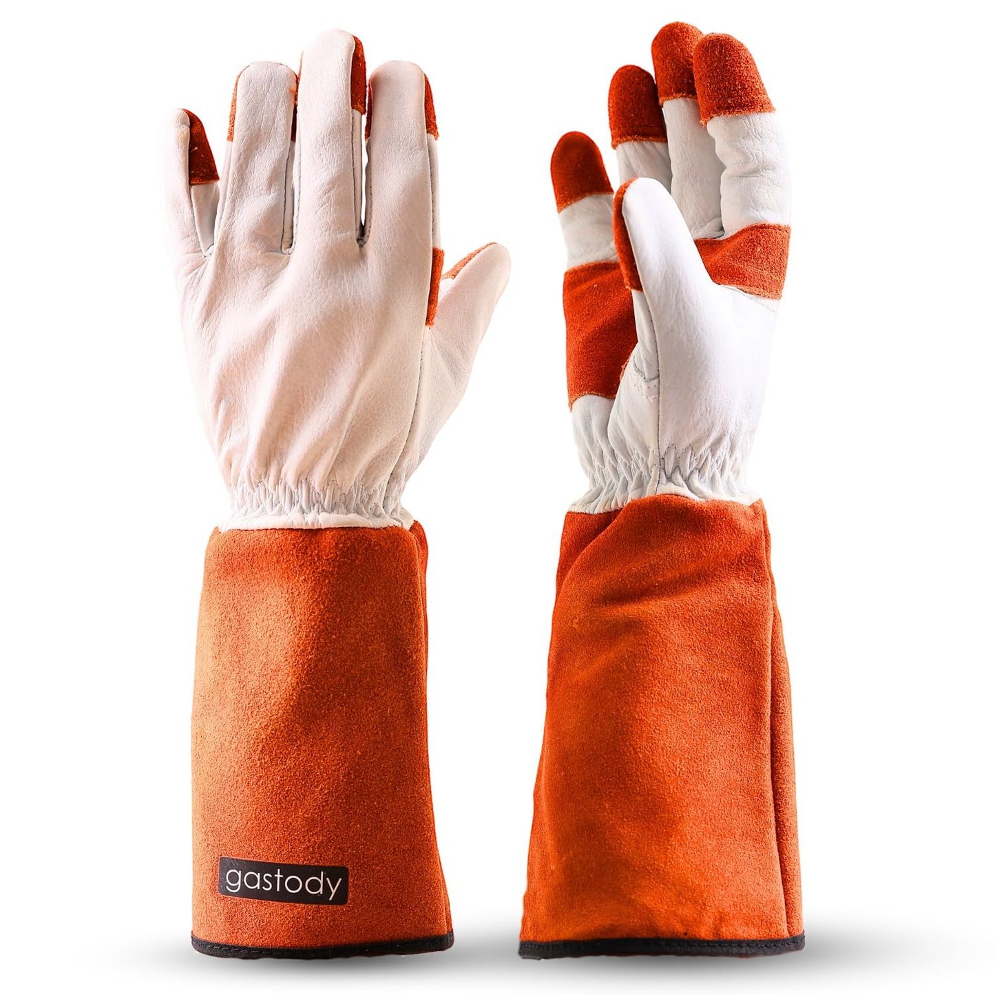 Gastody Long Sleeve Leather Gardening Gloves for Women & Men – Thornproof & Puncture Resistant Cowhide Work Gloves – Heavy Duty Yard Work, Pruning, Landscaping, Welding, Construction L